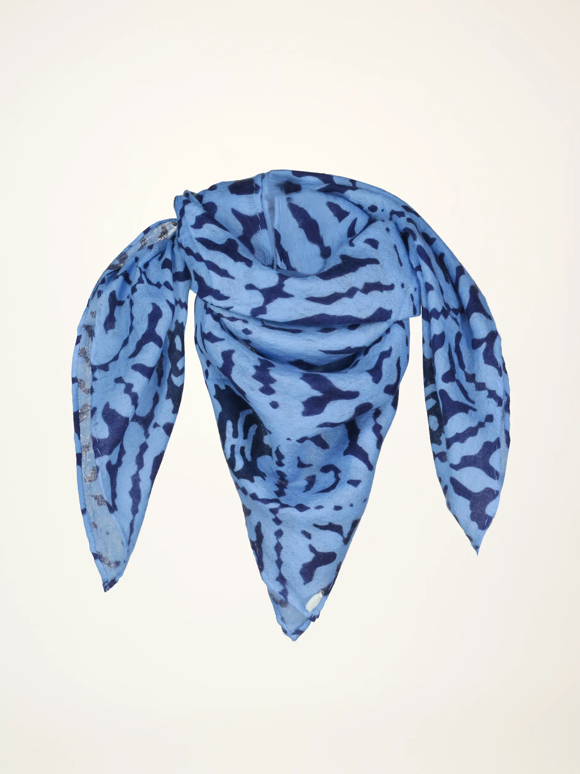 Gemustertes Tuch 'Eyes of Marrakesh' aus Kaschmir - Artikelansicht - Farbe: Blau