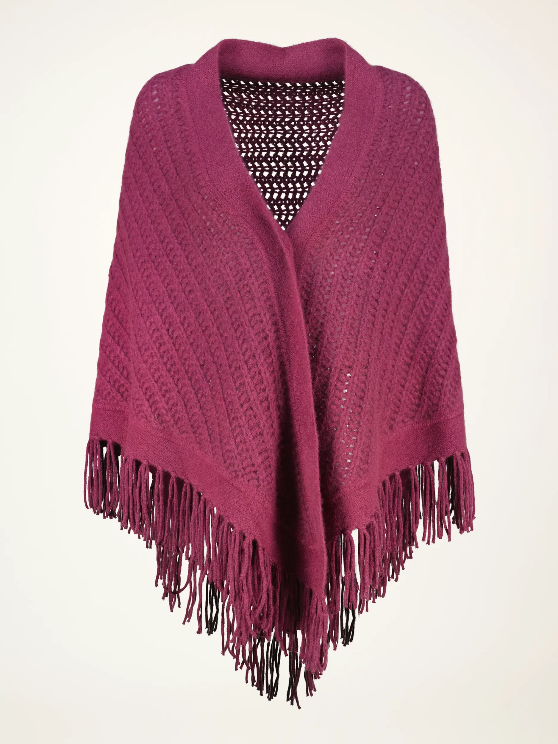 Cape mit Fransen aus Kaschmir-Mix - Artikelansicht - Farbe: Rot