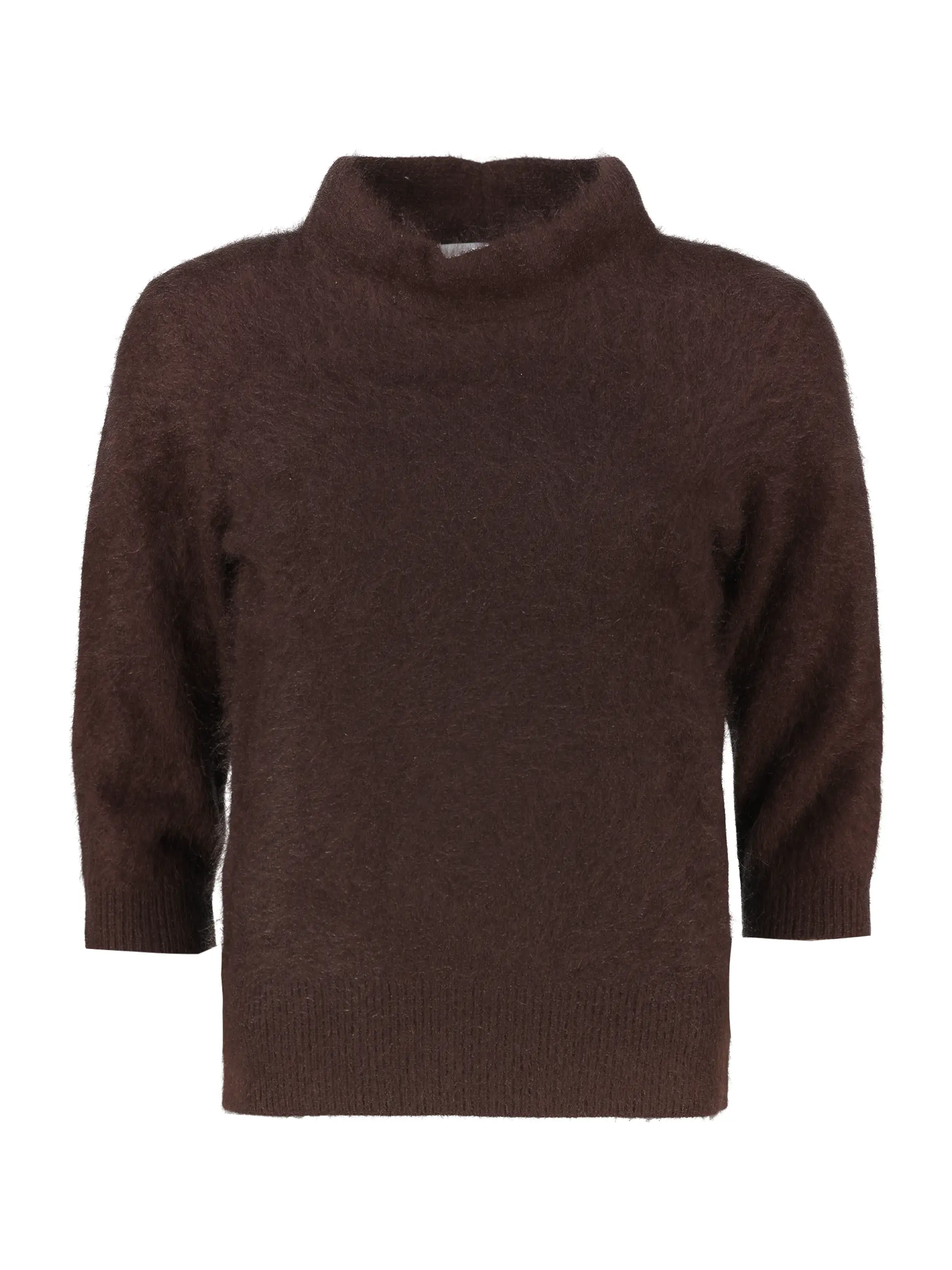 Pullover 'Fluffy Statement' aus Wolle 3/4 Arm - Artikel Vorderseite - Farbe: Braun