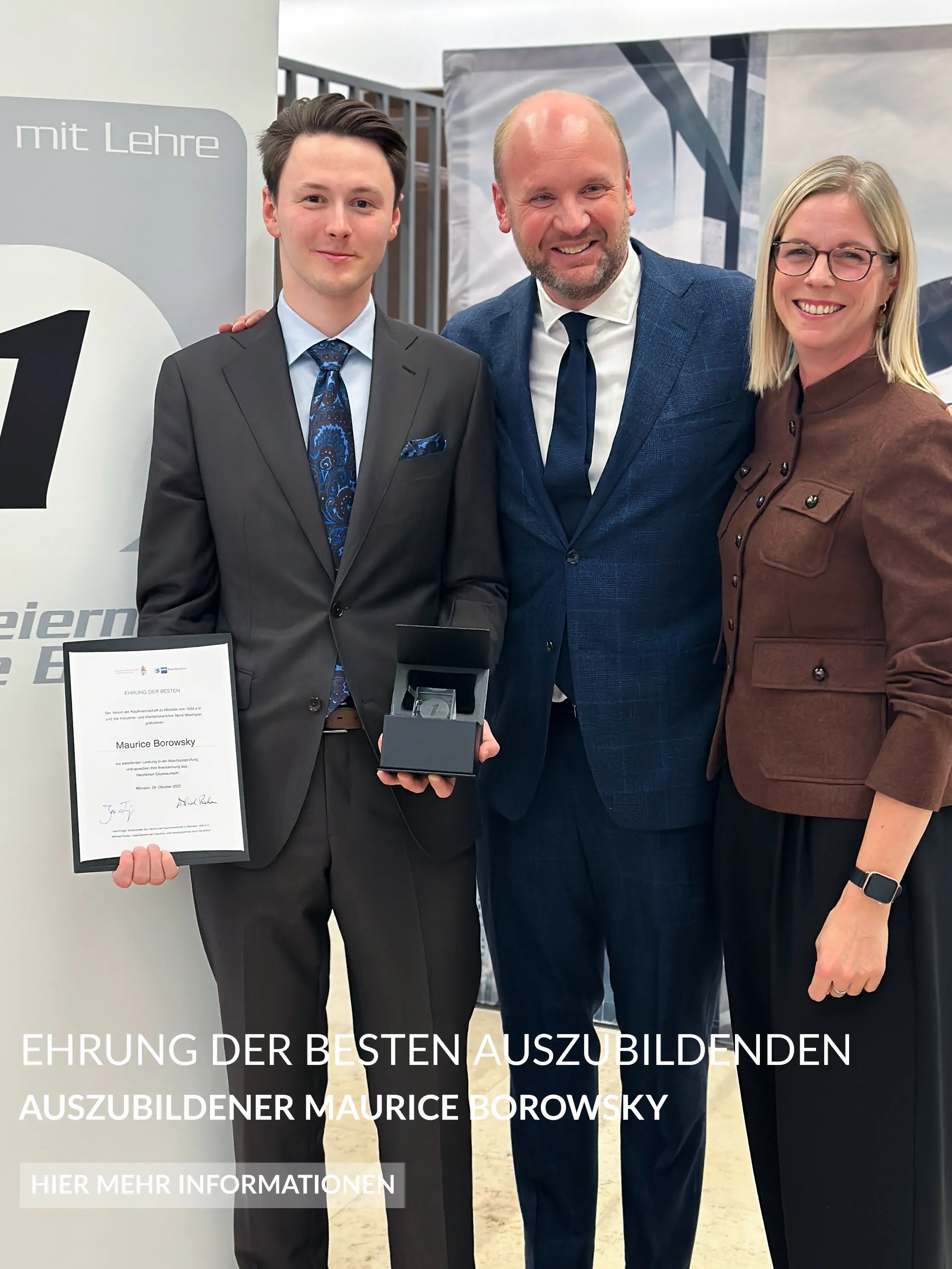 Hier finden Sie die Ehrung vom Auszubildenden Maurice Borowsky