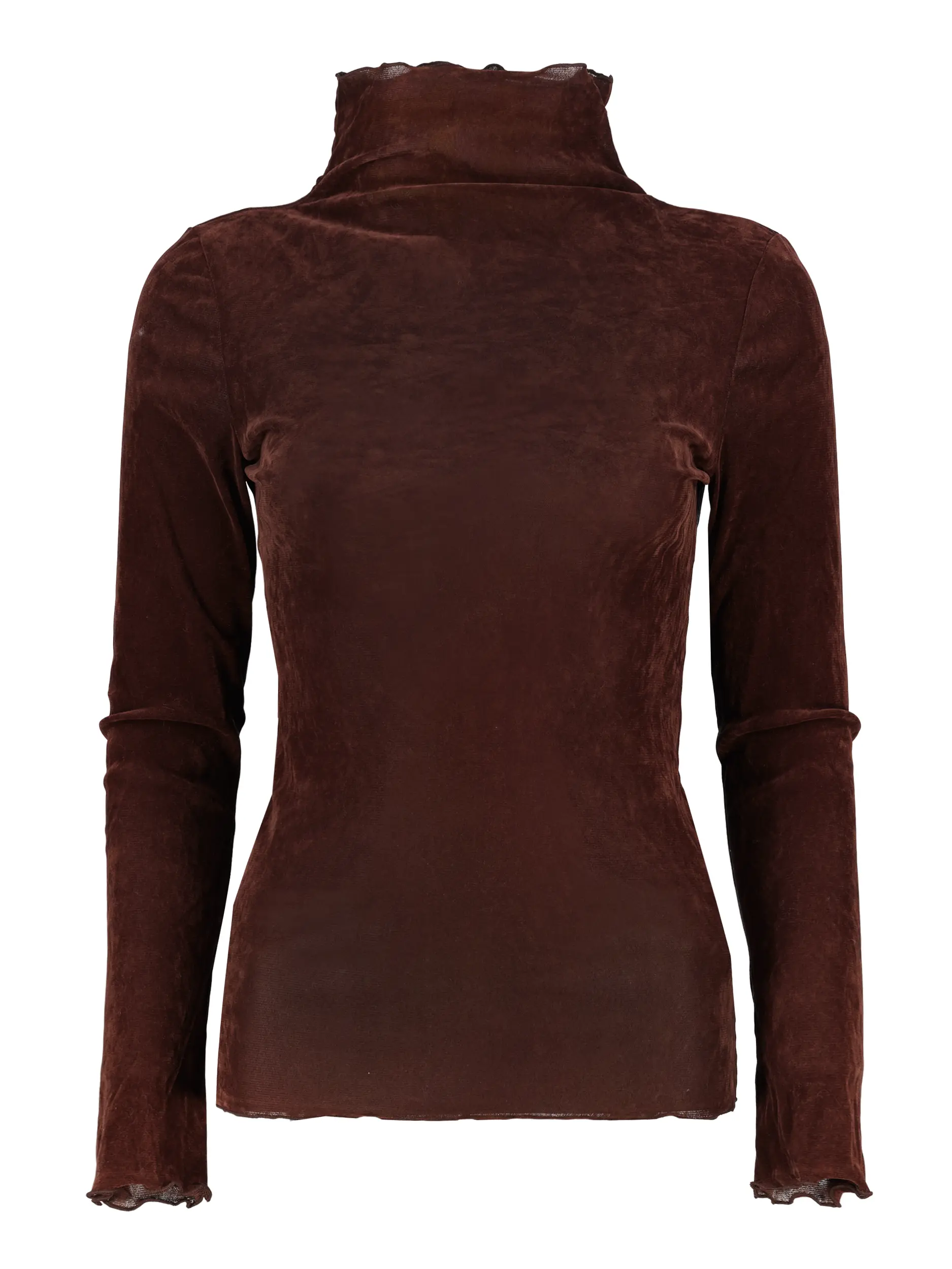 Langarmshirt aus Samt - Artikel Vorderseite - Farbe: Braun