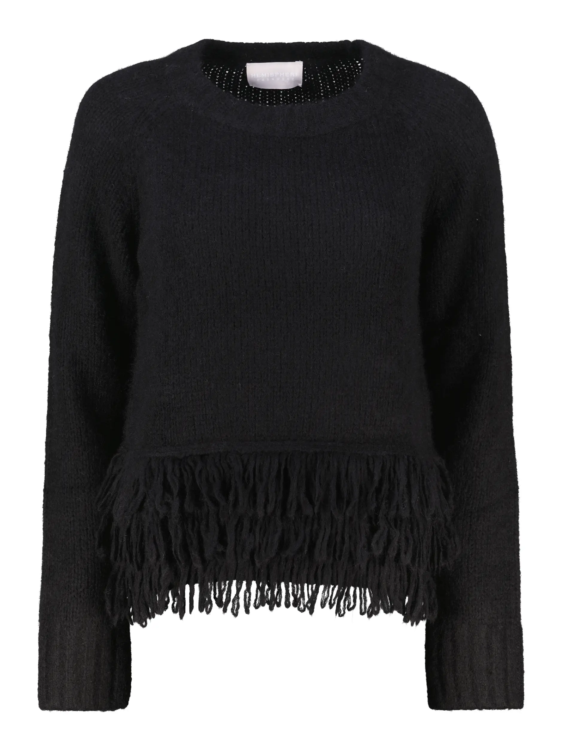 Pullover aus Kaschmir mit Fransen langarm - Artikel Vorderseite - Farbe: Schwarz