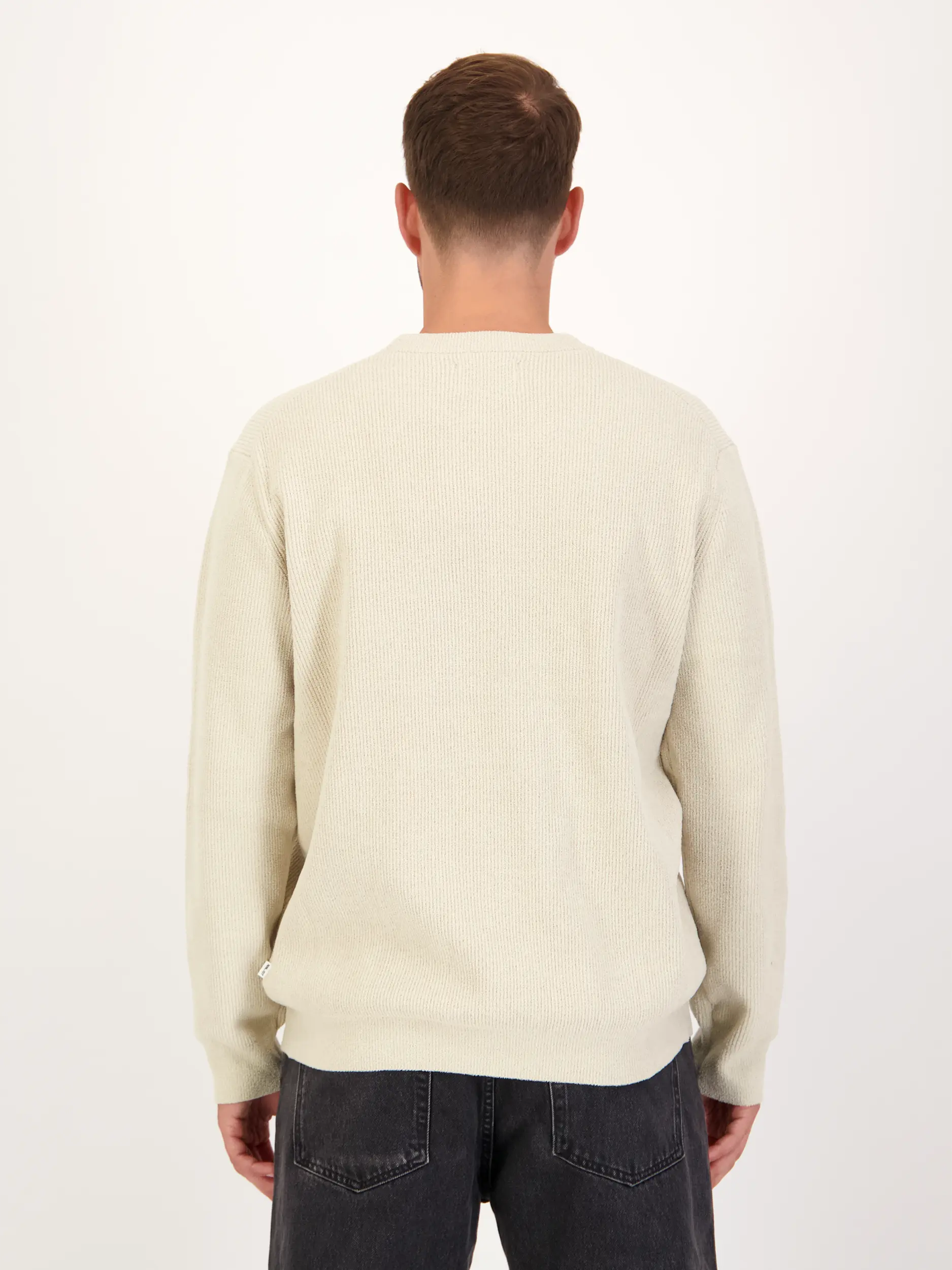Pullover 'Danny' - Artikel Rückseite getragen von einem Modell - Farbe: Beige