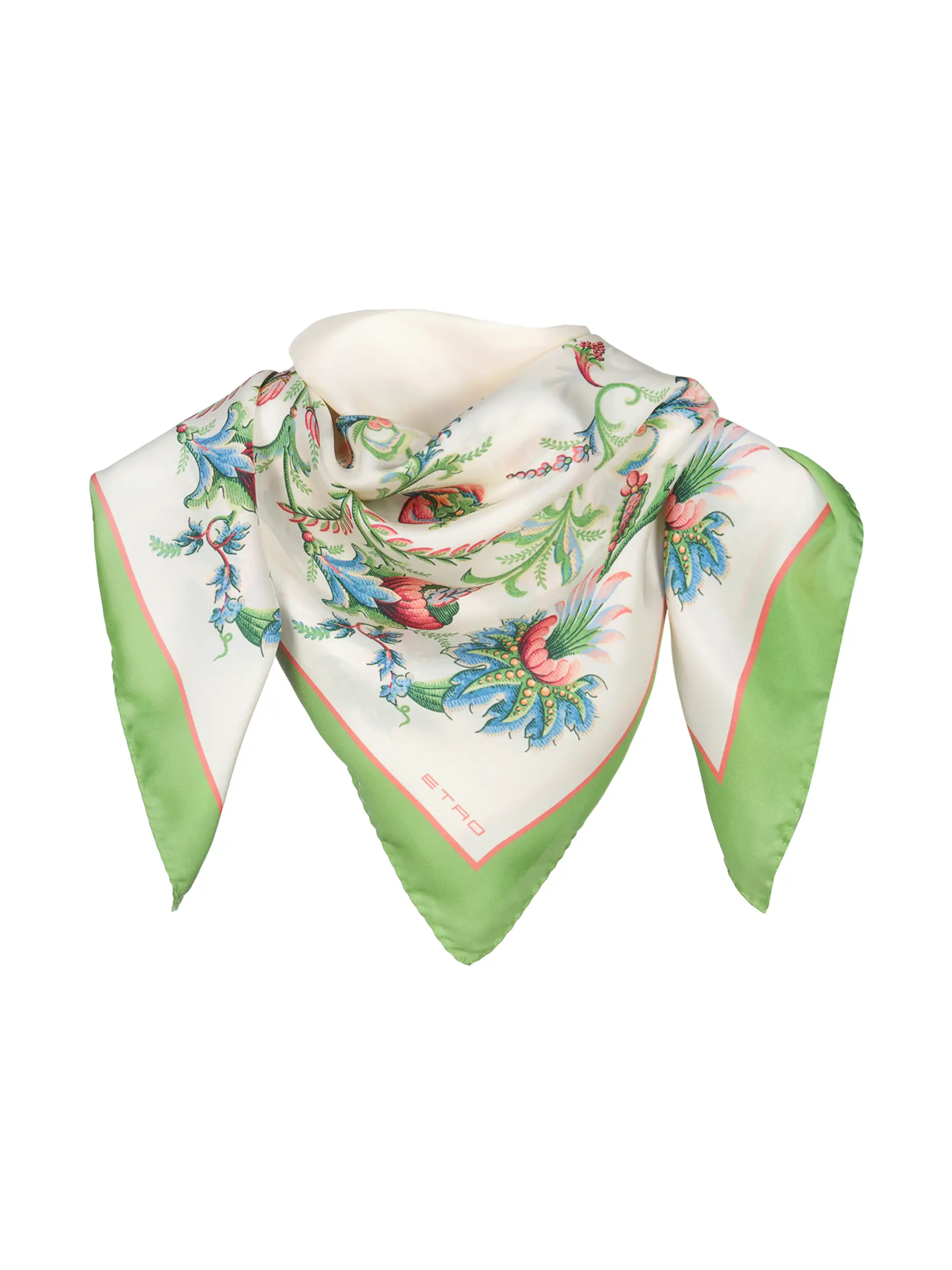 Geblümtes Seidentuch  - Artikel Vorderseite - Farbe: Grün