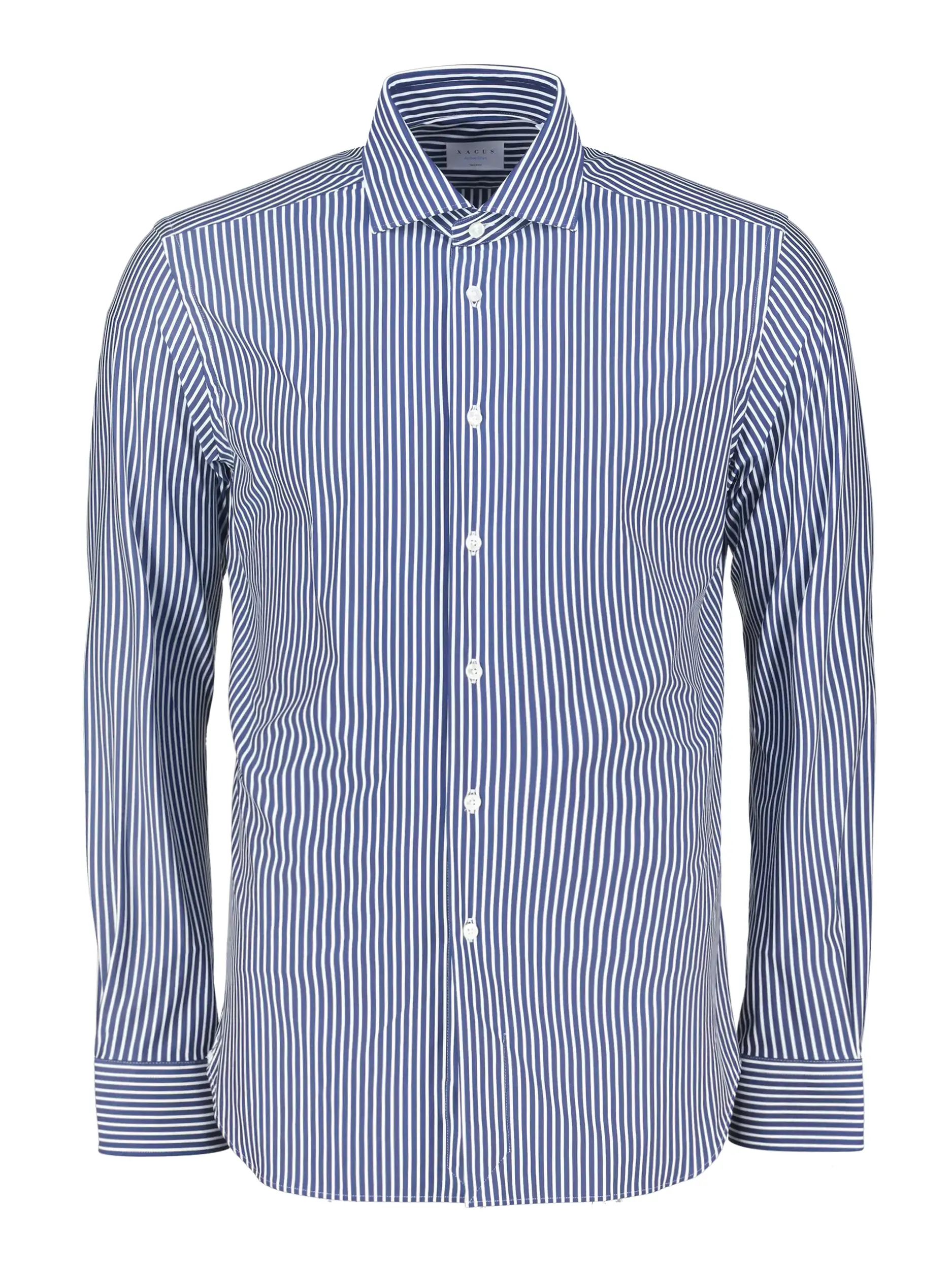 Gestreiftes Tailored Fit Hemd mit Haifischkragen langarm - Artikel Vorderseite - Farbe: Blau