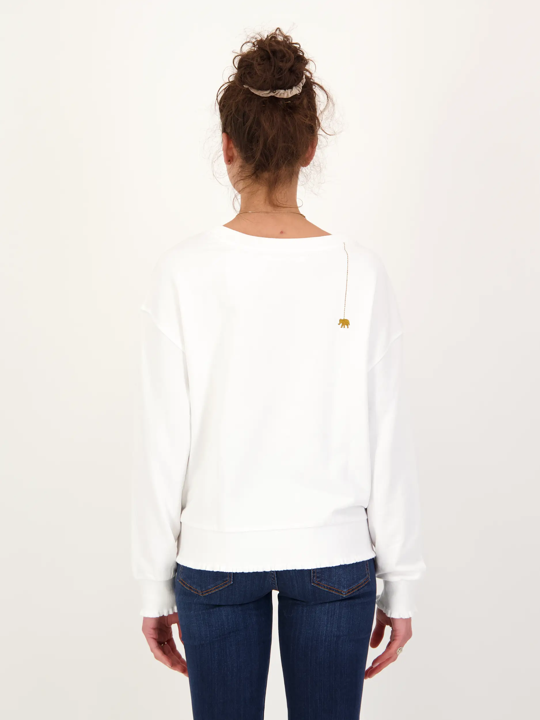 Sweatshirt  - Artikel Rückseite getragen von einem Modell - Farbe: Creme