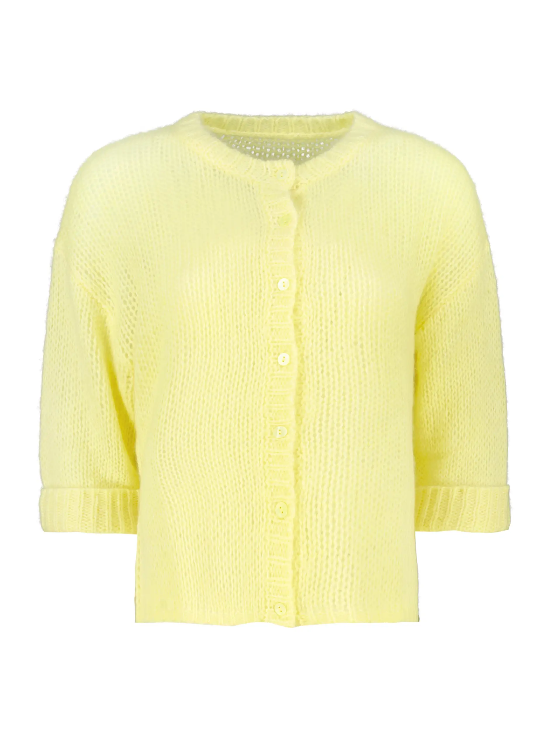 Strickjacke kurzarm aus Kaschmir Seide Mix - Artikel Vorderseite - Farbe: Gelb