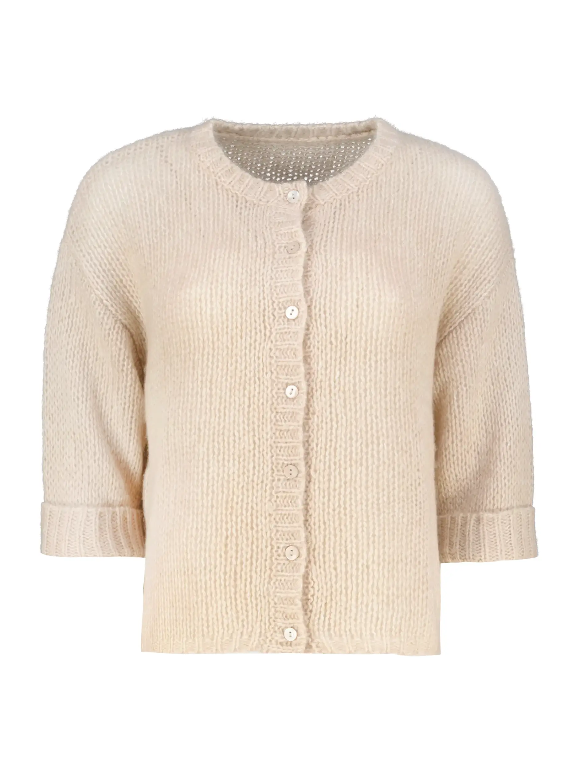 Strickjacke kurzarm aus Kaschmir Seide Mix - Artikel Vorderseite - Farbe: Braun