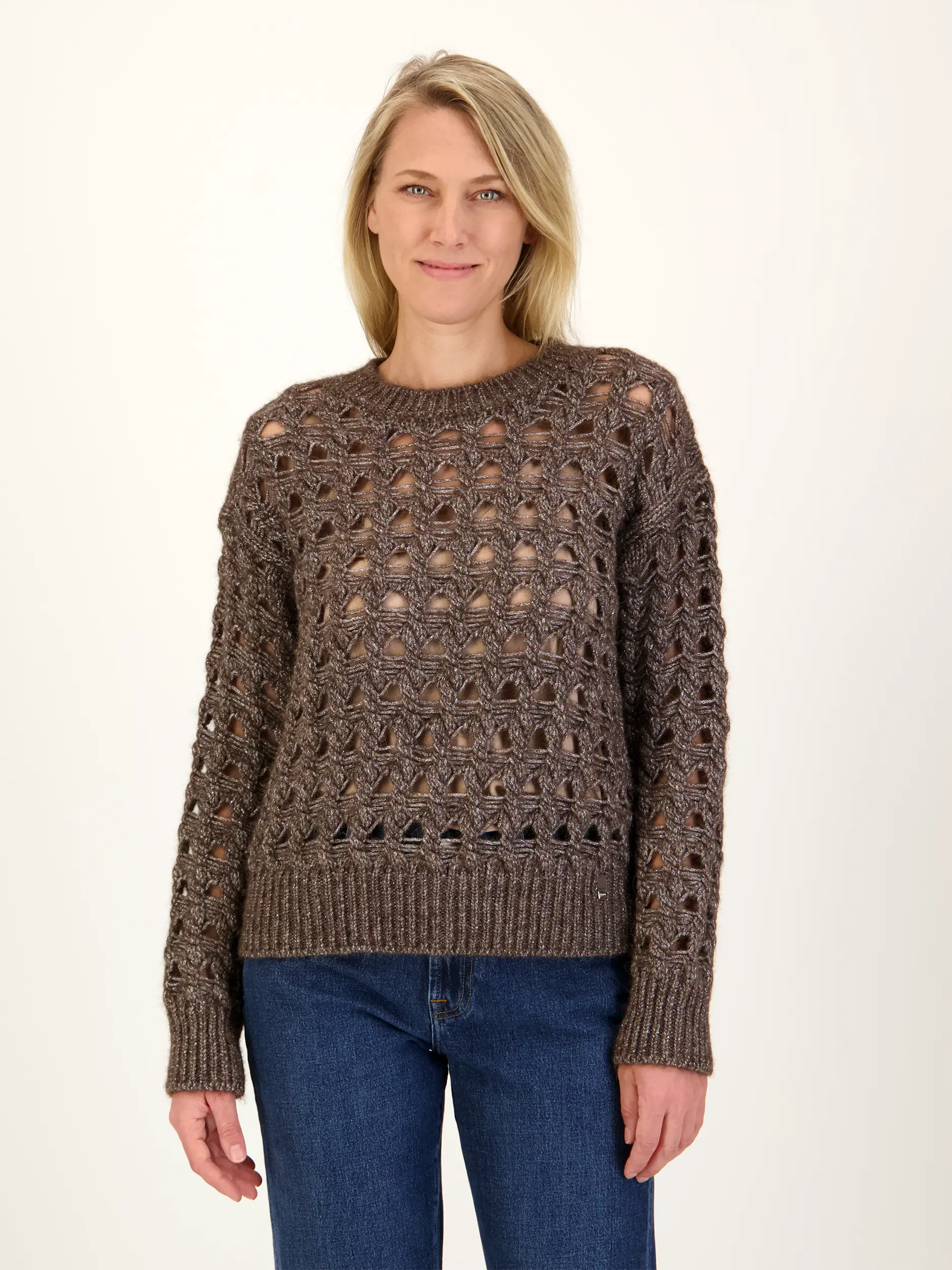 Pullover aus Woll-Mix langarm - Artikel Vorderseite getragen von einem Modell