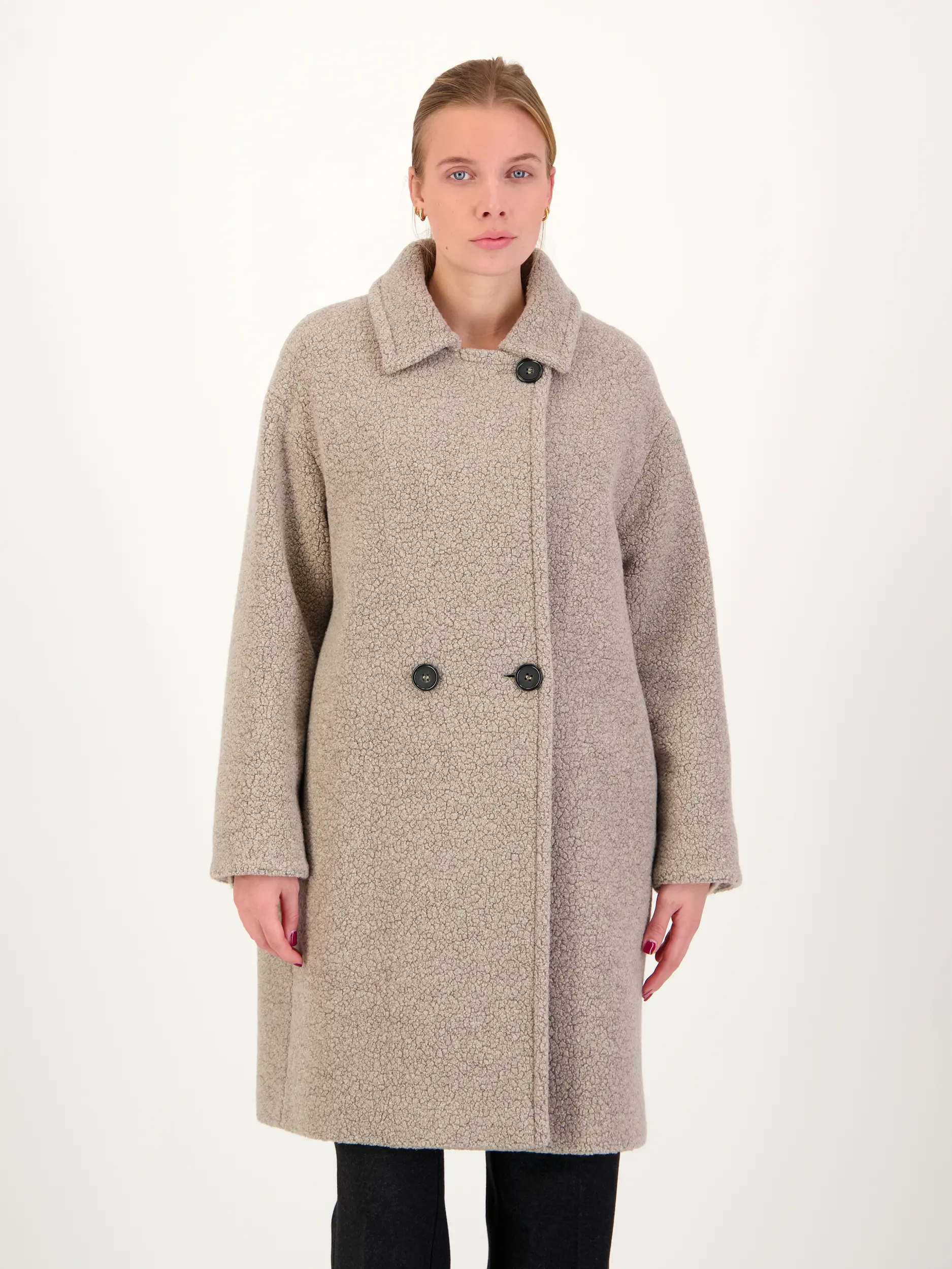 Mantel - Artikel Vorderseite getragen von einem Modell - Farbe: Beige