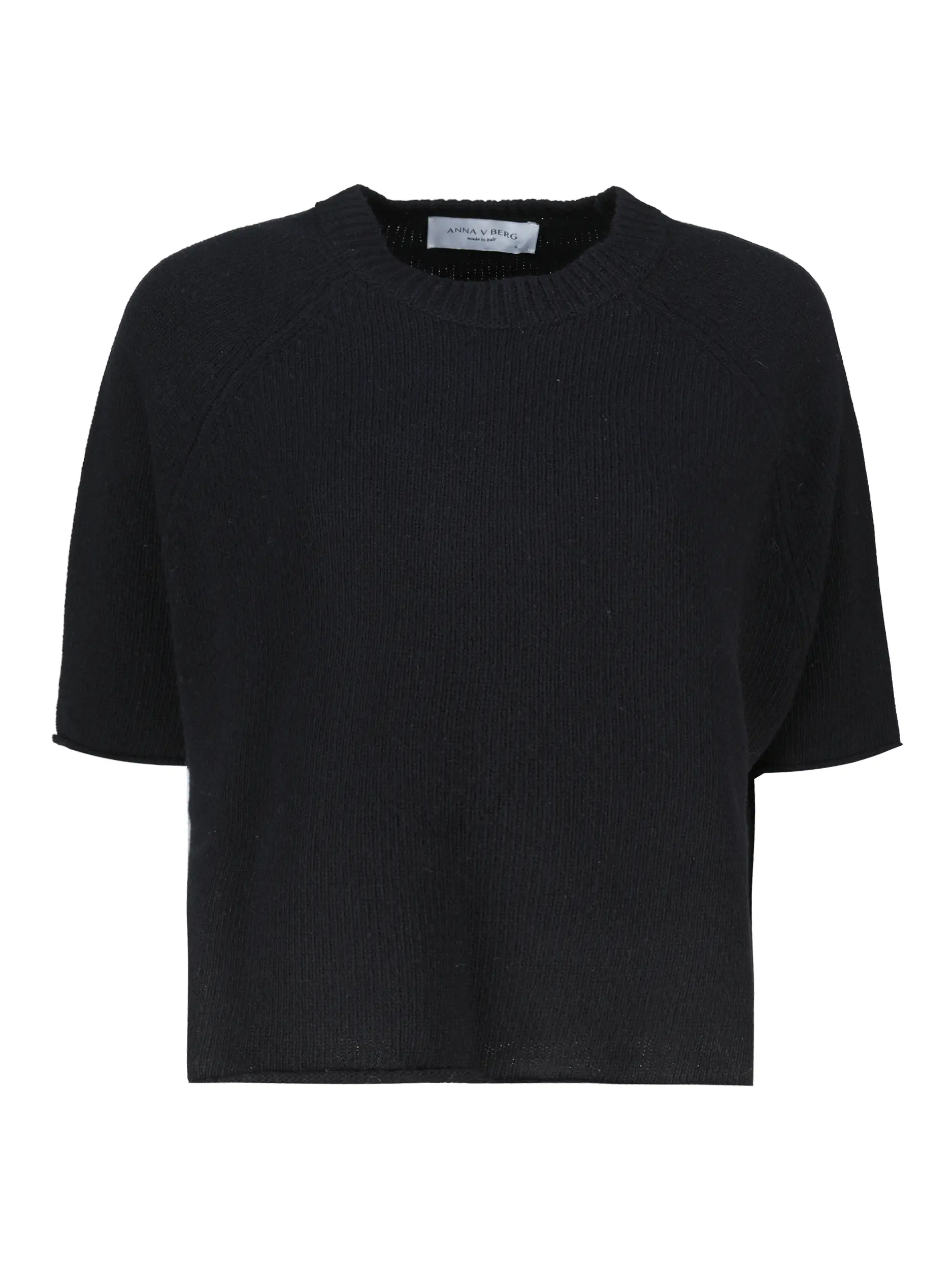 Pullover 'Greta' aus Woll-Kaschmir-Mix kurzarm - Artikel Vorderseite - Farbe: Schwarz