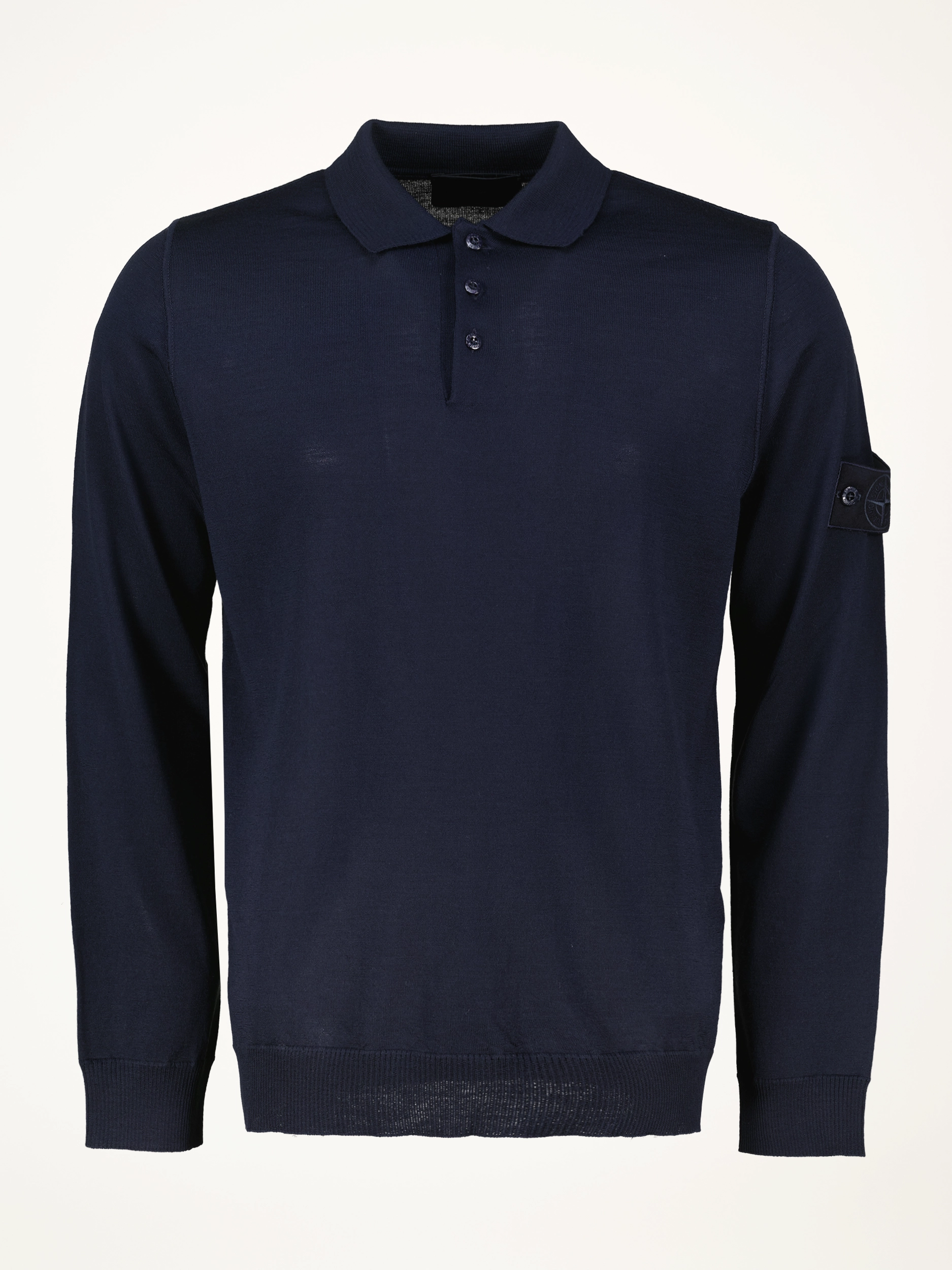 Ghost Piece Strickpolo aus Schurwolle langarm - Artikelansicht - Farbe: Blau