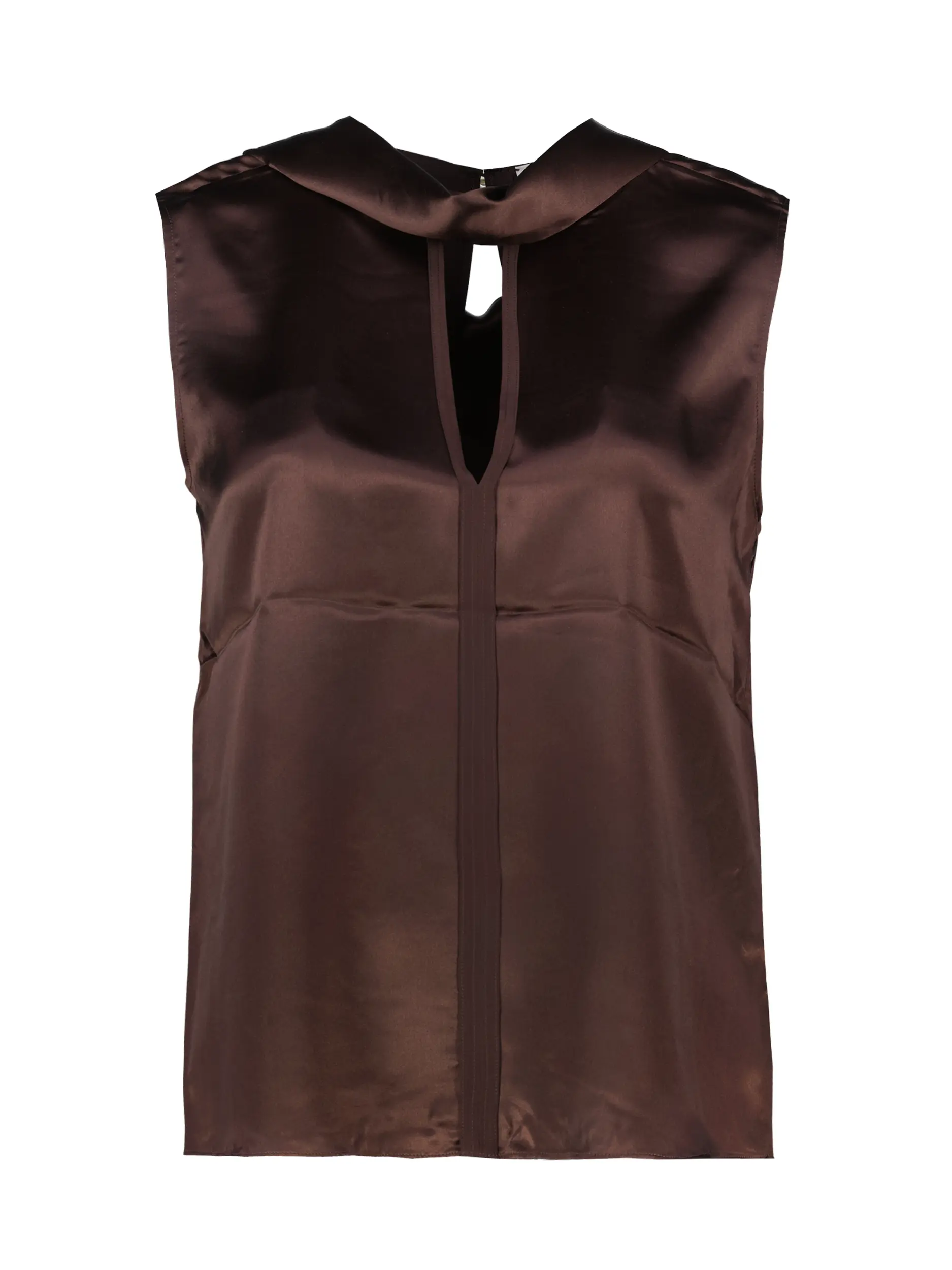 Seidensatinbluse 'All Time Favorites' ärmellos - Artikel Vorderseite - Farbe: Braun