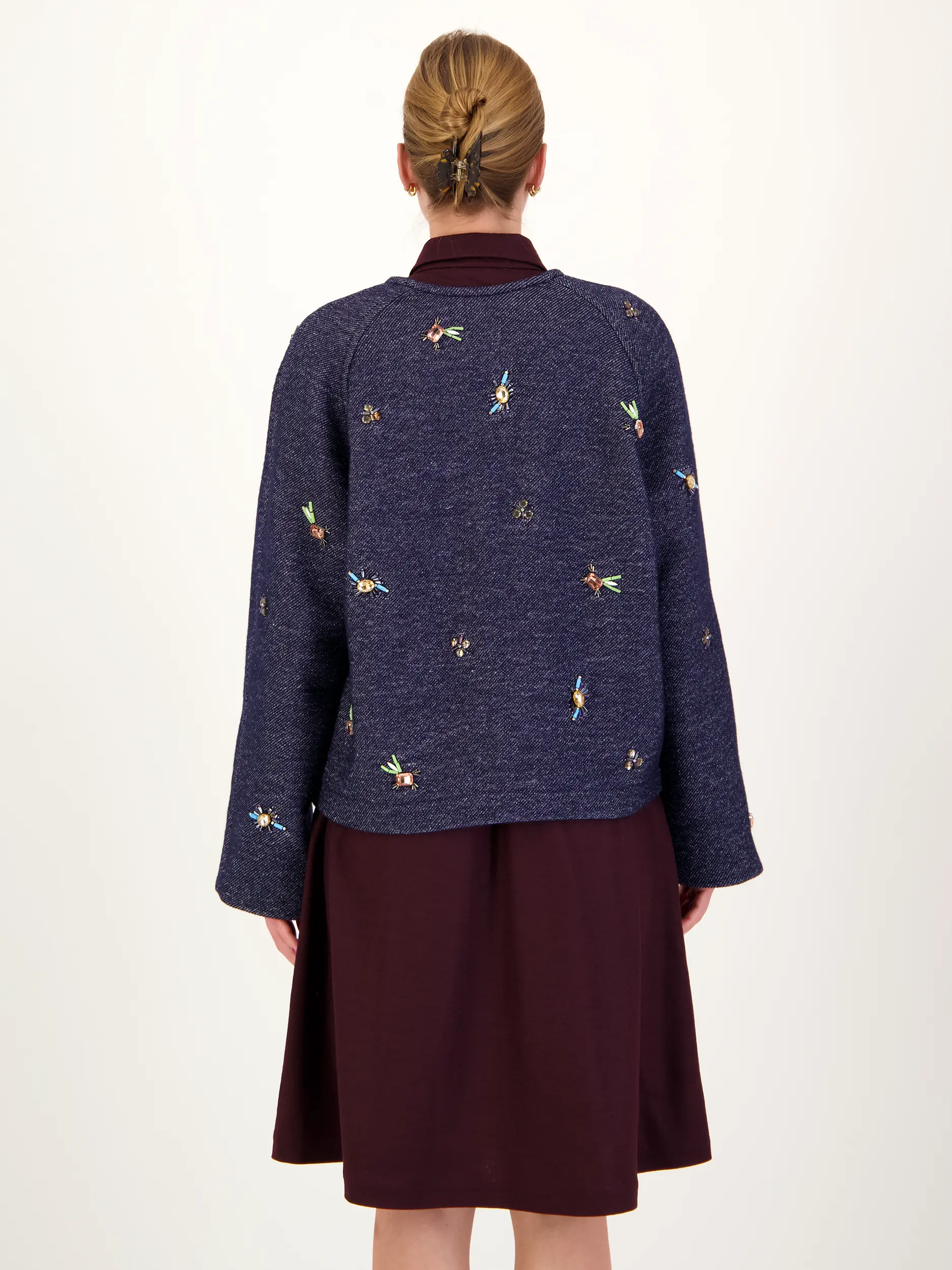 Jacke aus Woll-Mix - Artikel Rückseite getragen von einem Modell - Farbe: Blau