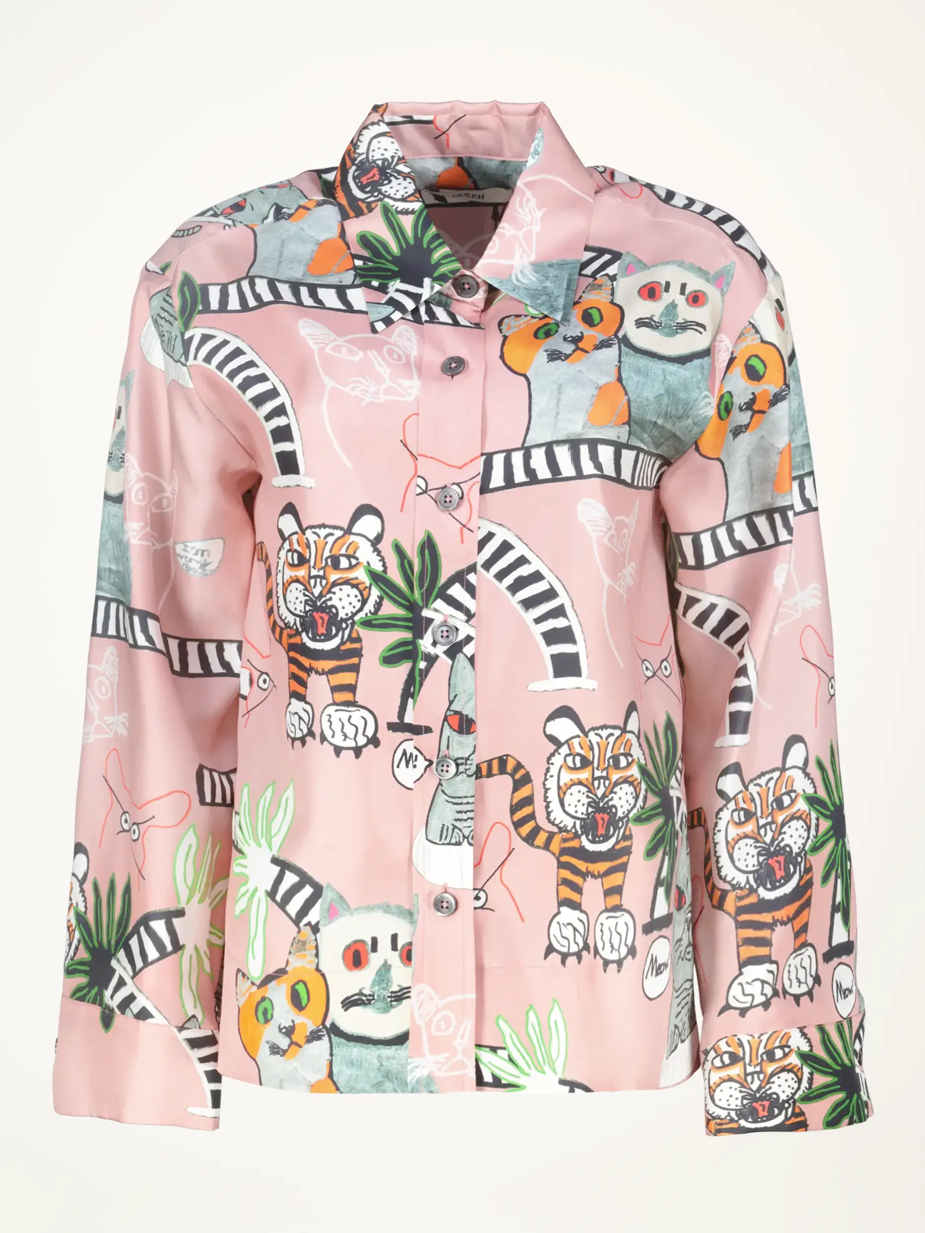 Gemusterte Bluse aus Seide langarm - Artikelansicht - Farbe: Rosa&Pink