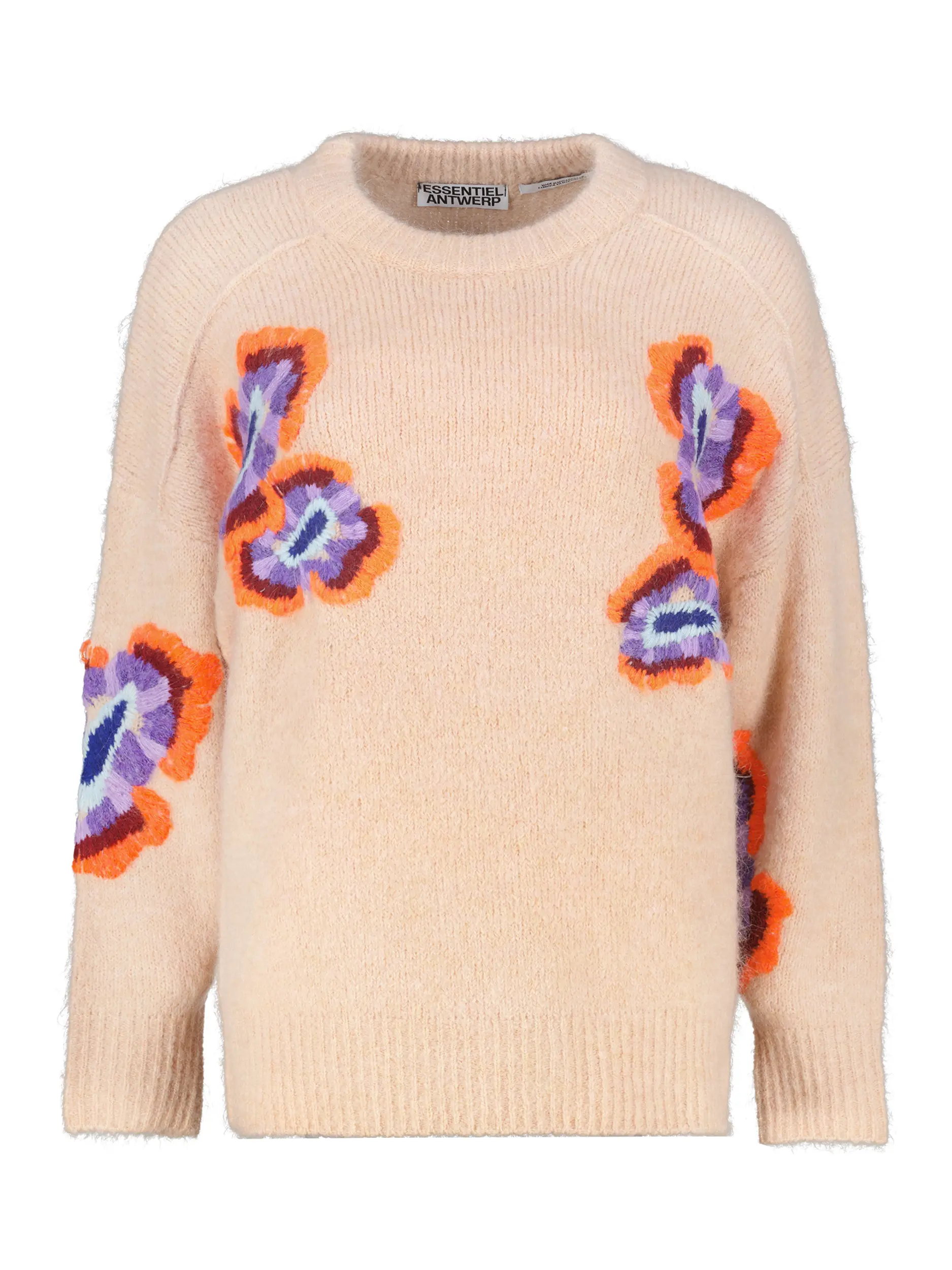 Pullover 'Impossible' aus Woll-Mix mit Blumen Print langarm - Artikel Vorderseite - Farbe: Beige
