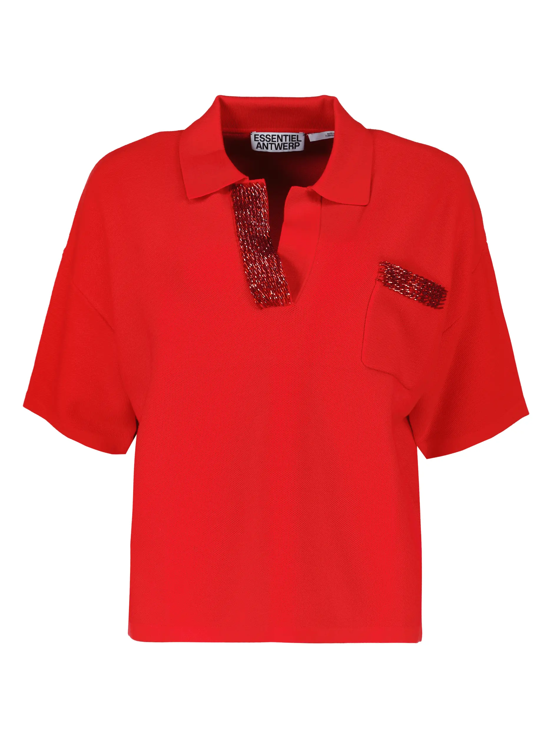 Poloshirt 3/4 Arm - Artikel Vorderseite - Farbe: Rot