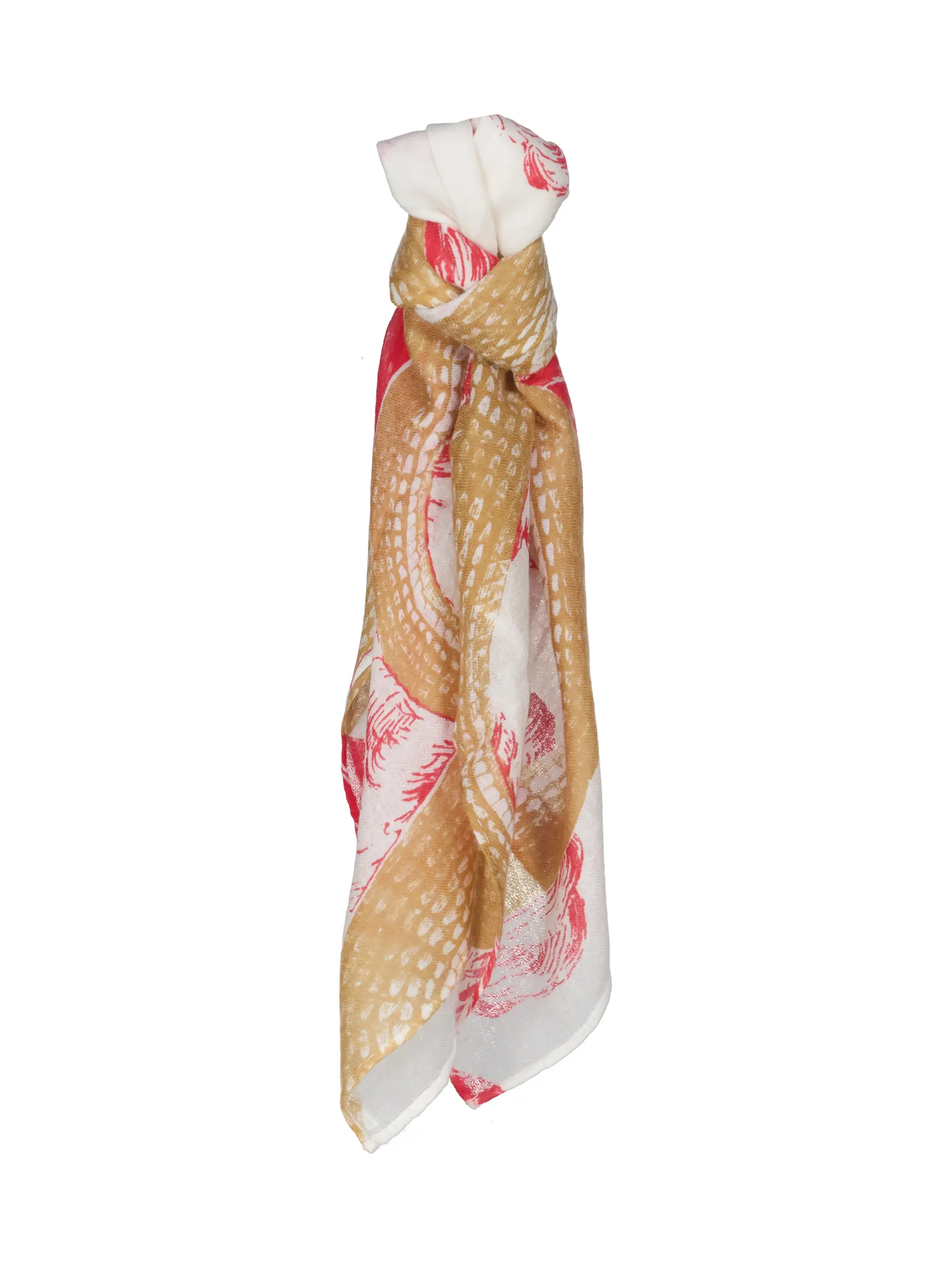 Gemustertes Tuch 'Garden Eden' aus Kaschmir - Artikel Vorderseite - Farbe: Rot