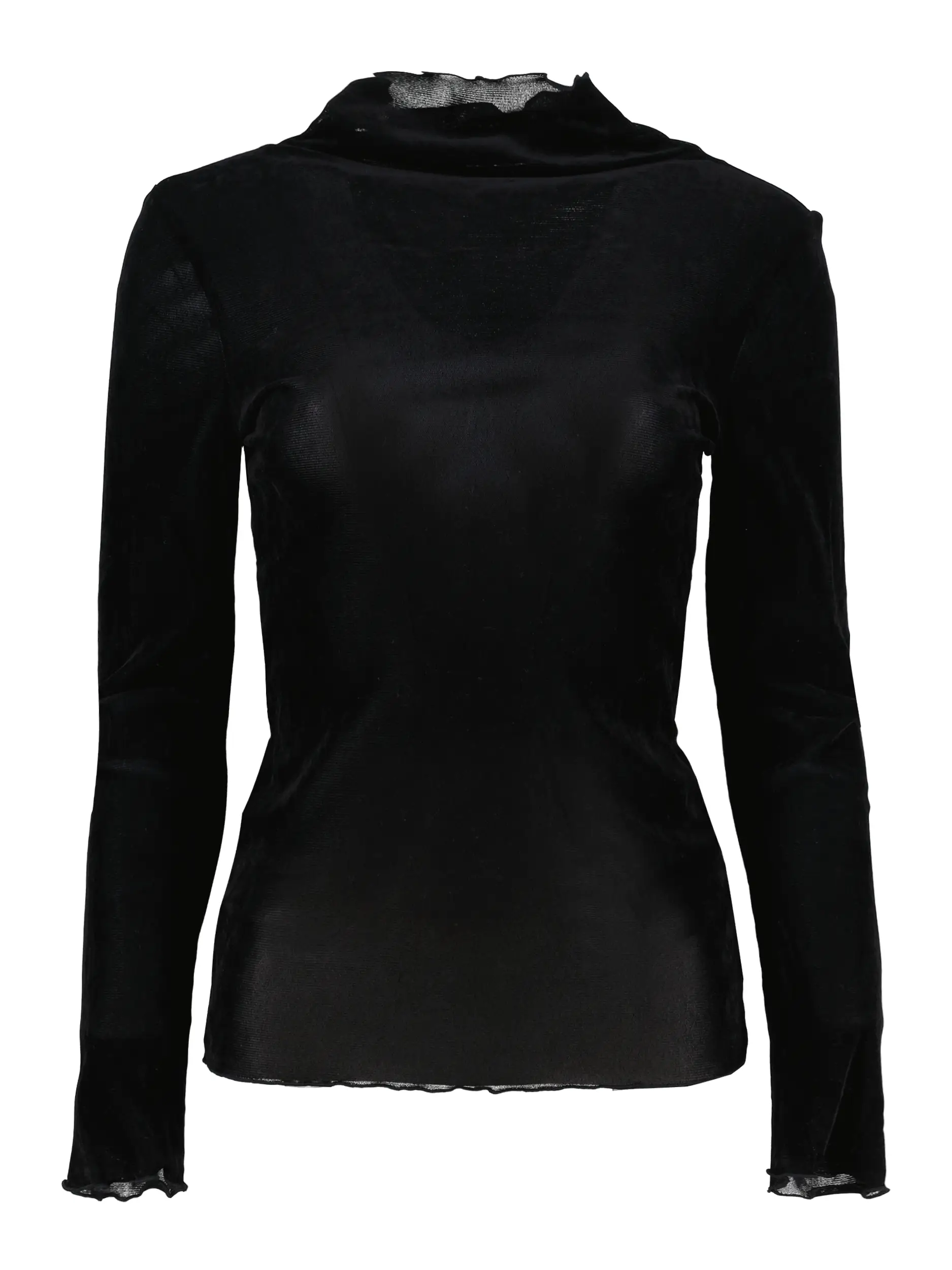 Langarmshirt aus Samt - Artikel Vorderseite - Farbe: Schwarz
