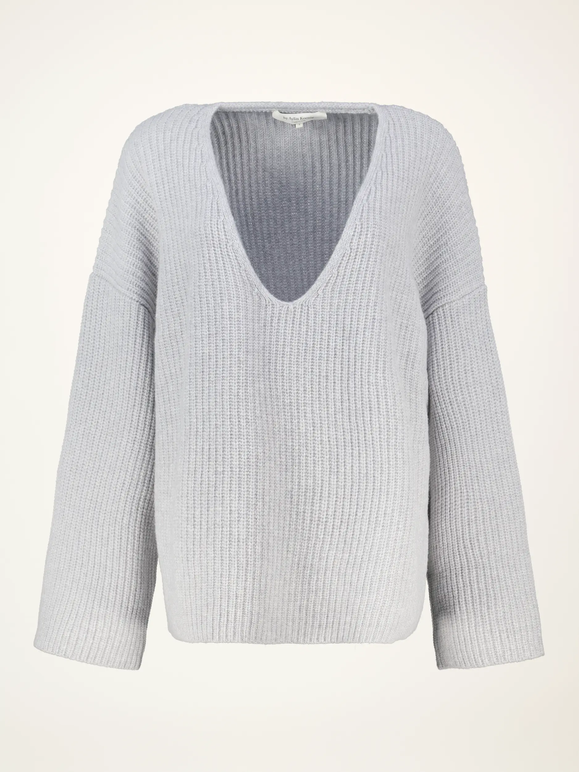 Gerippter Pullover 'Riva' aus Merinowolle langarm - Artikelansicht - Farbe: Grau Gerippter Pullover 'Riva' aus Merinowolle langarm - Artikelansicht - Farbe: Grau