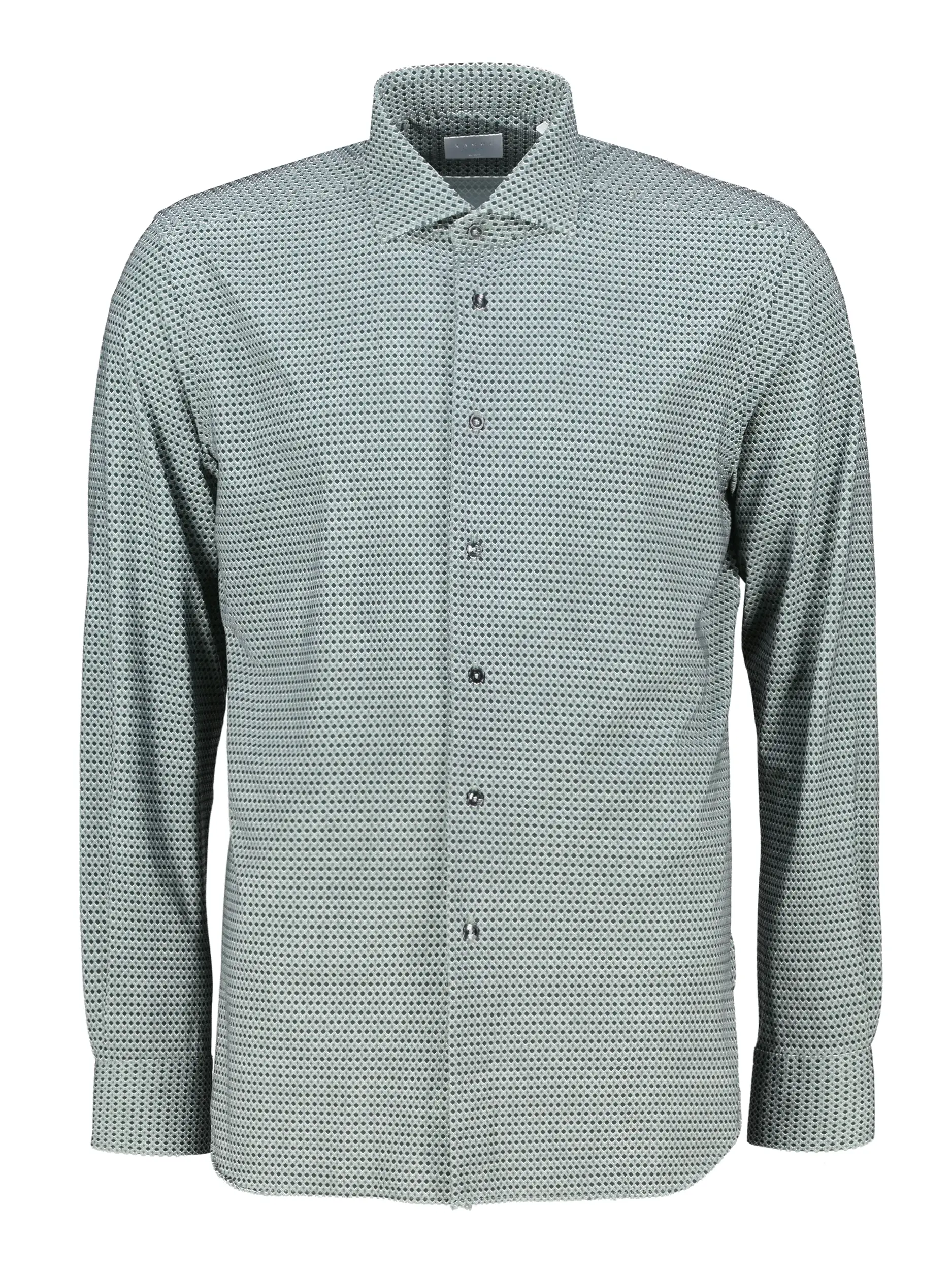 Gemustertes Tailored Fit Hemd mit Haifischkragen langarm - Artikel Vorderseite - Farbe: Grün