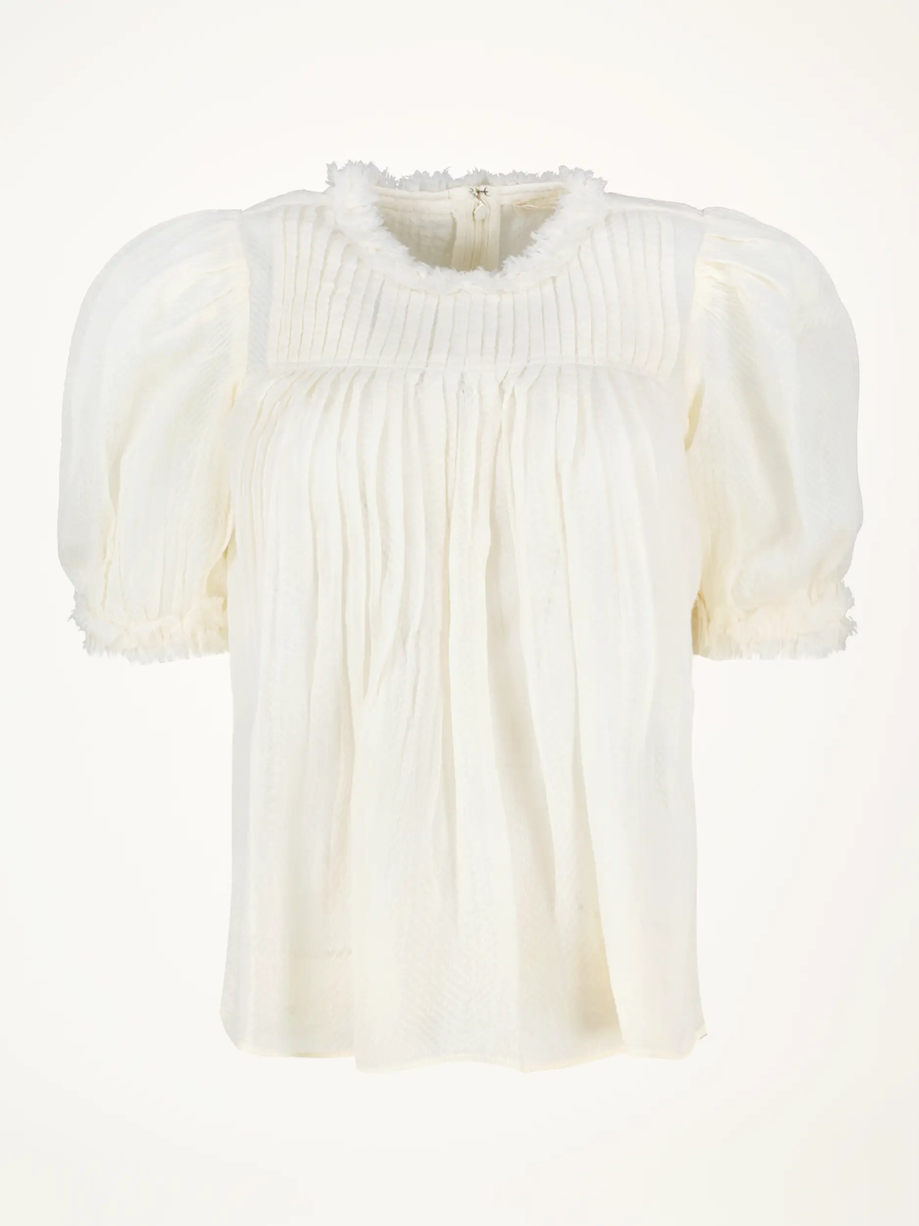 Bluse 'Karlyn' aus Wolle mit Raffungen 3/4 Arm - Artikelansicht - Farbe: Creme