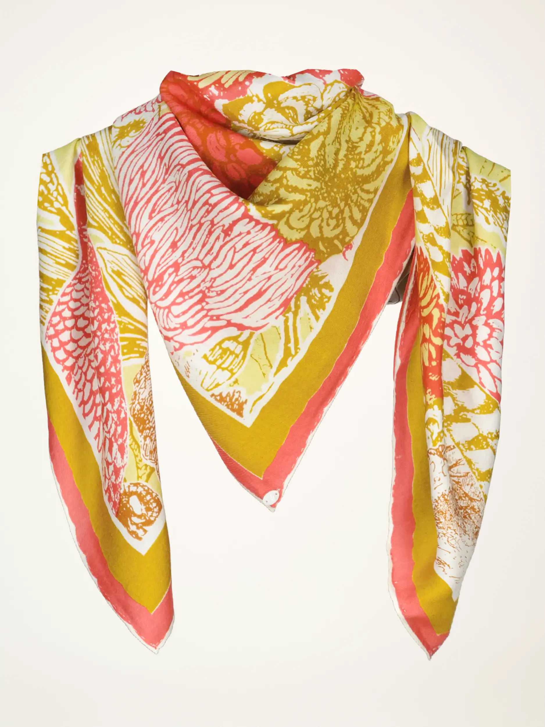 Gemustertes Tuch 'New Pheasant' aus Seide - Artikelansicht - Farbe: Gelb