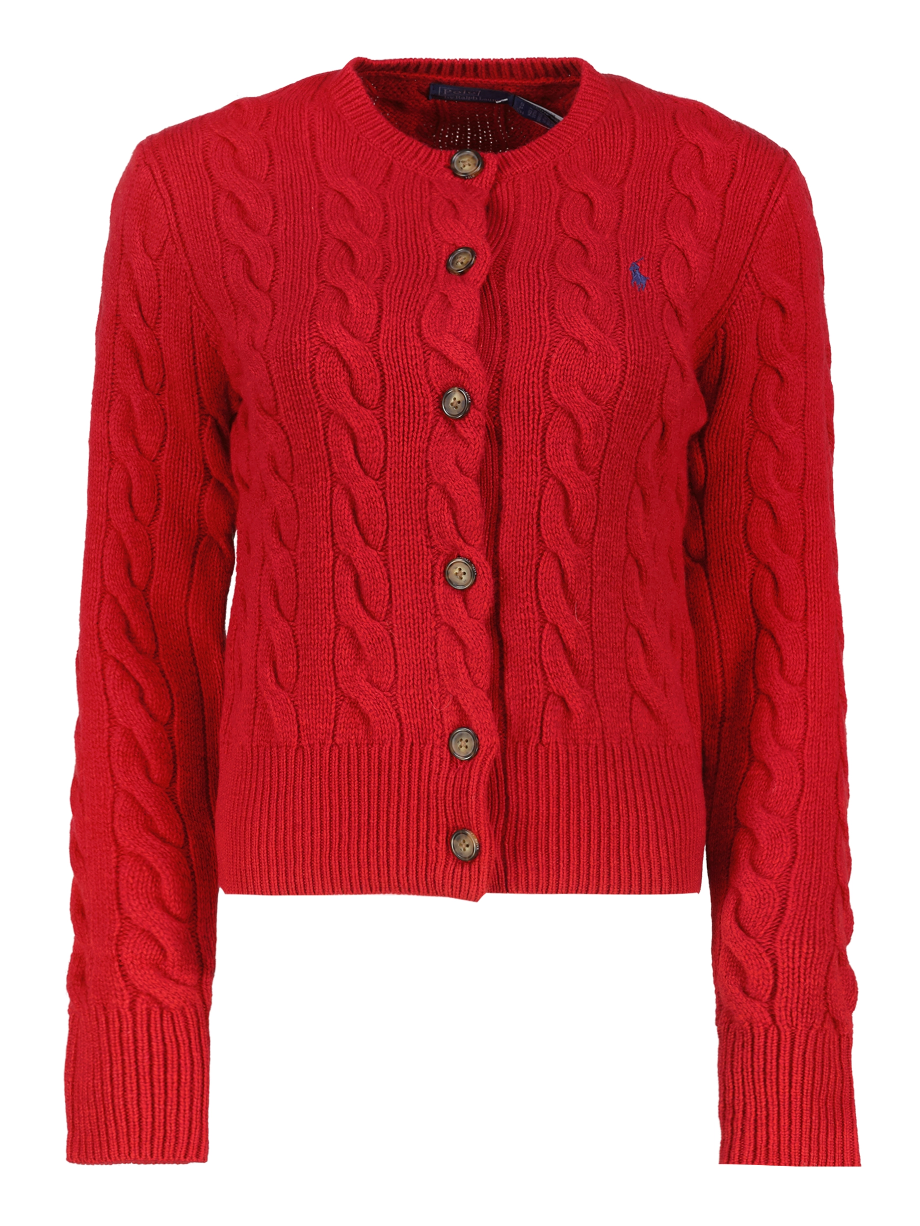 Strickjacke mit Zopfmuster  - Artikel Vorderseite - Farbe: Rot