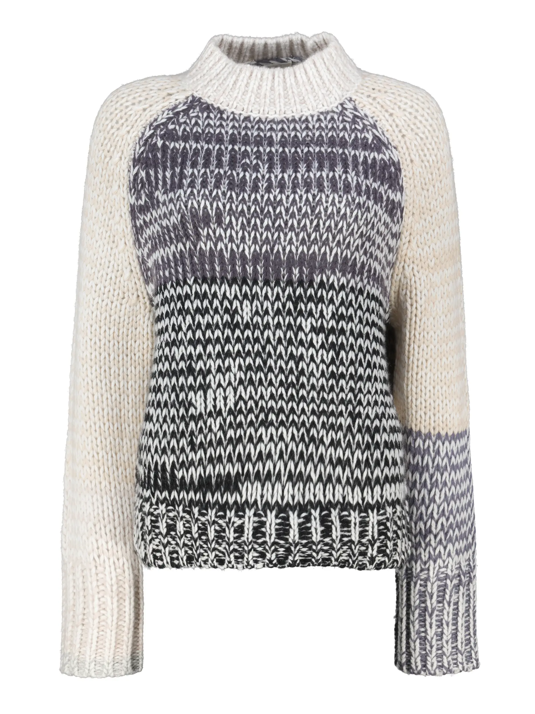 Gemusterter Pullover 'Ace' aus Wolle langarm - Artikel Vorderseite - Farbe: Grau