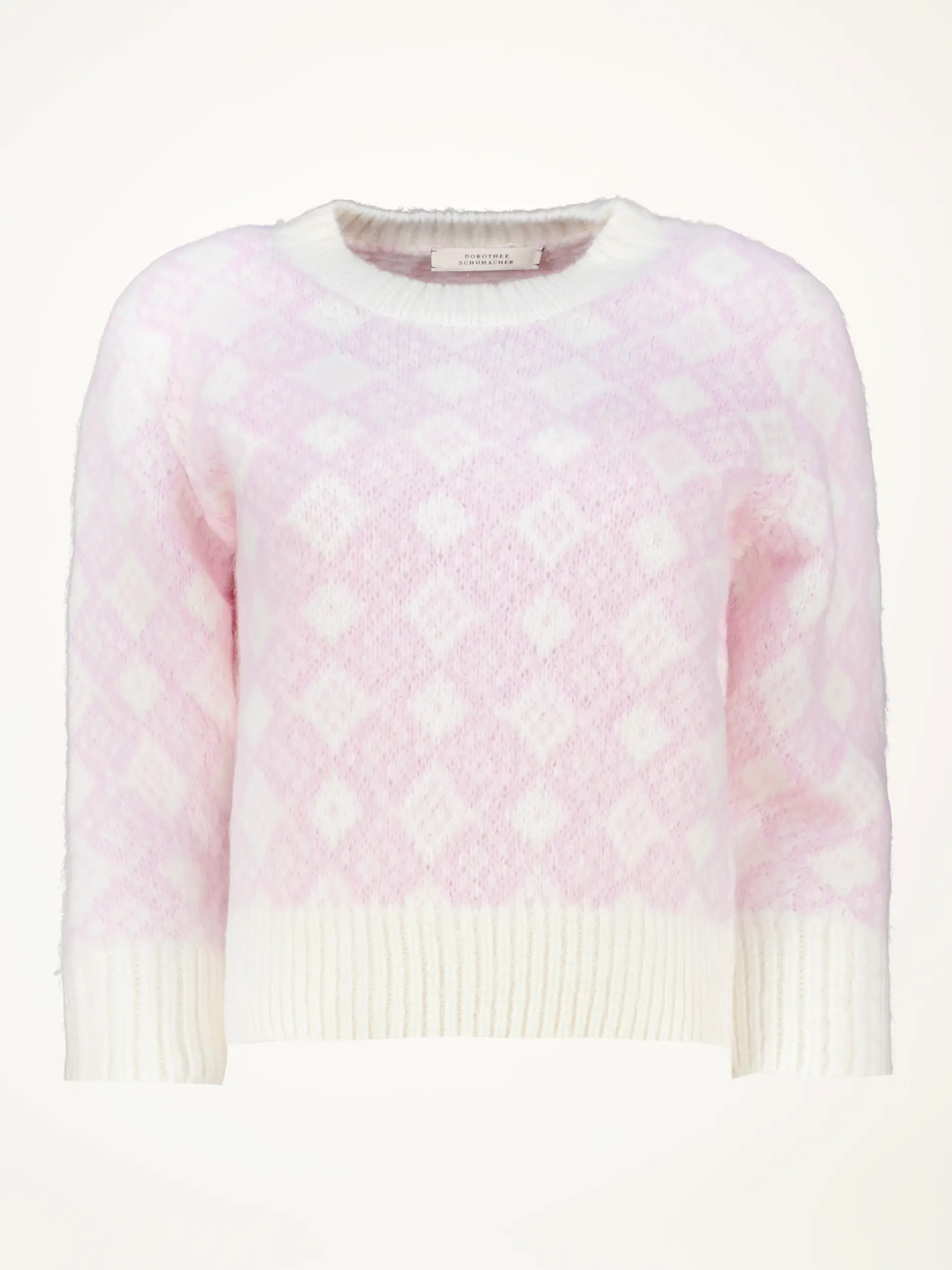 Gemusterter Pullover 'Soft Graphics' aus Woll-Mix 3/4 Arm - Artikelansicht - Farbe: Rosa&Pink