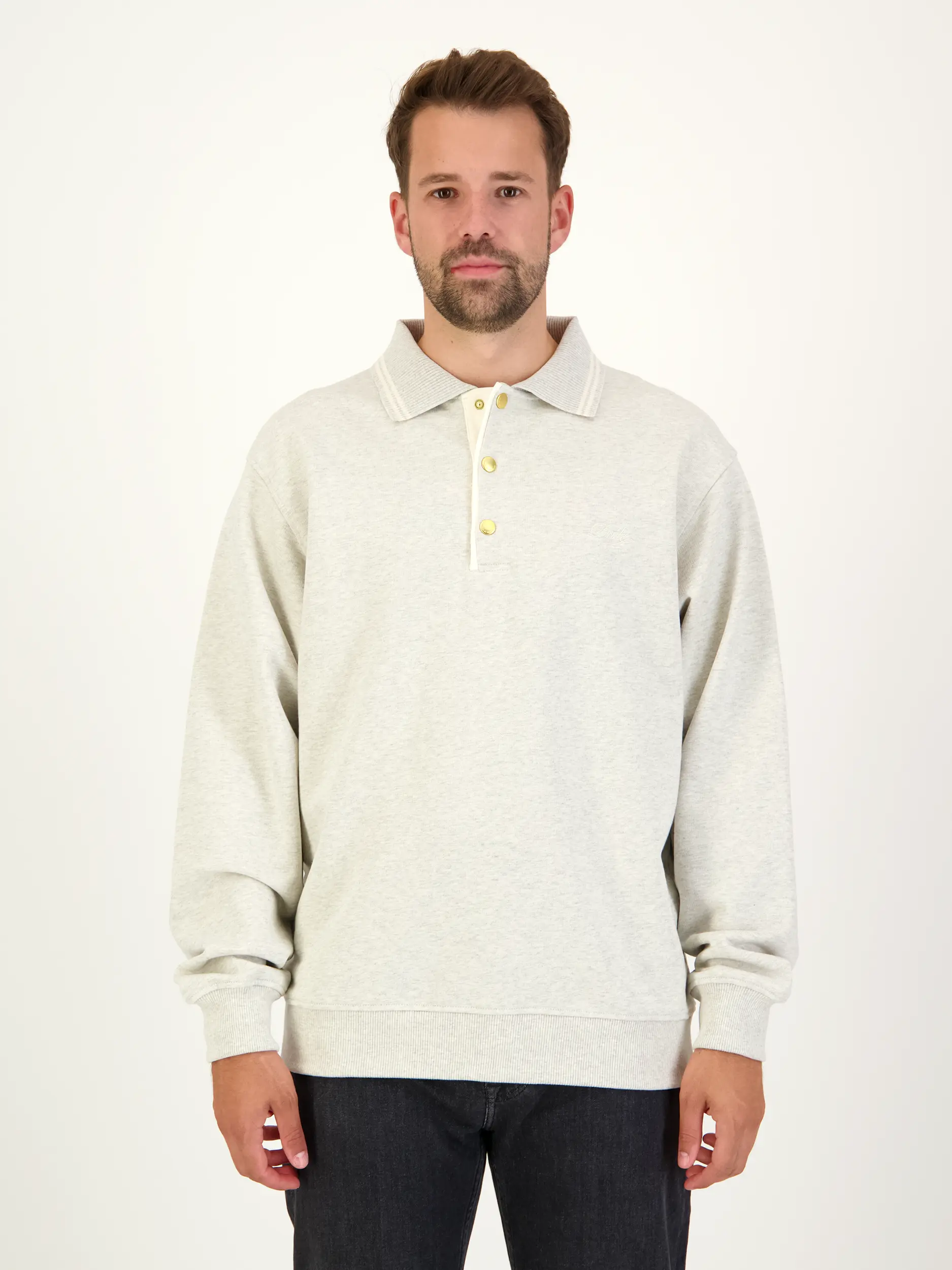 Poloshirt 'Le Polo Dròle' langarm - Artikel Vorderseite getragen von einem Modell