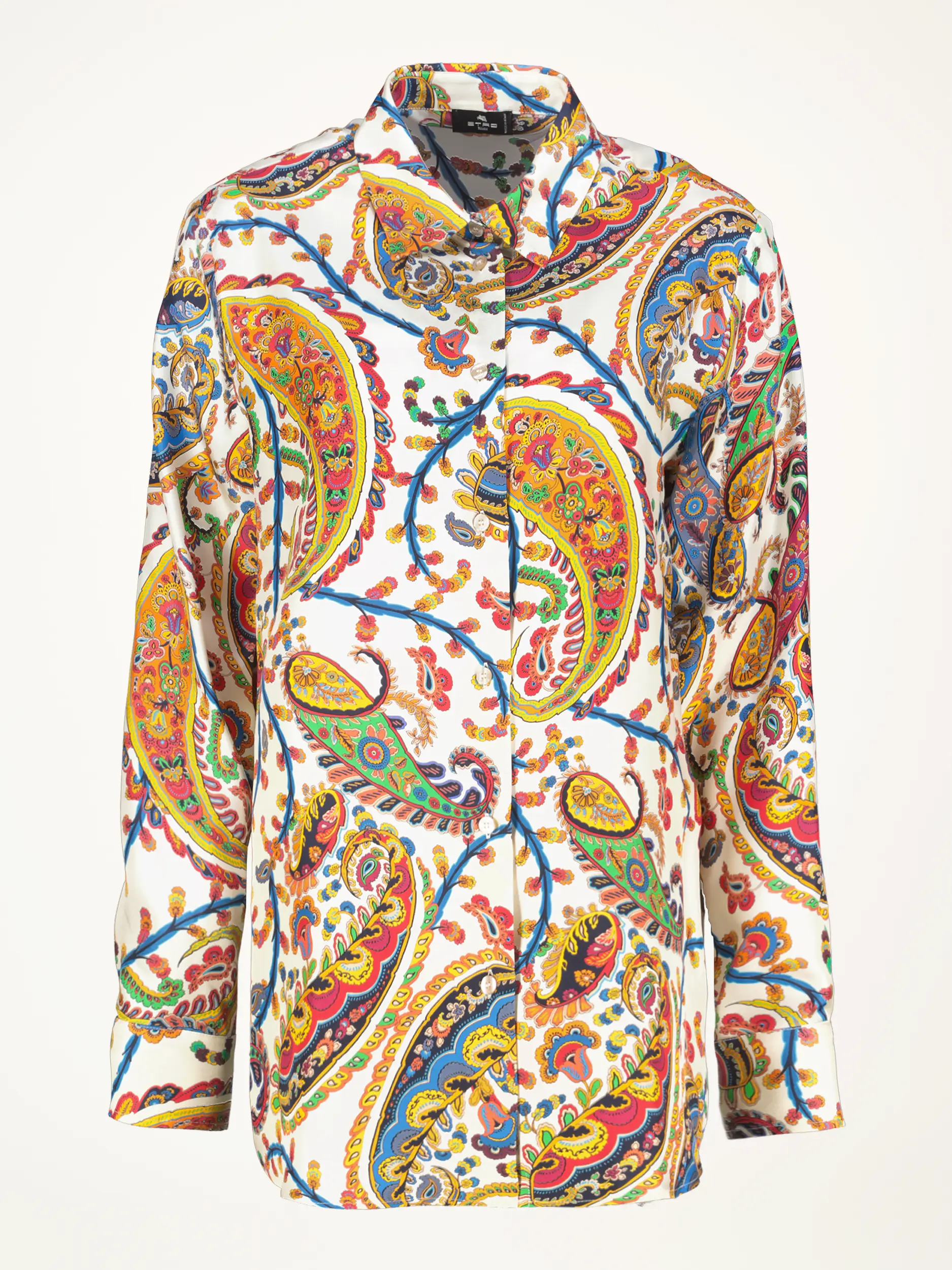 Gemusterte Seidenbluse langarm - Artikelansicht - Farbe: Creme