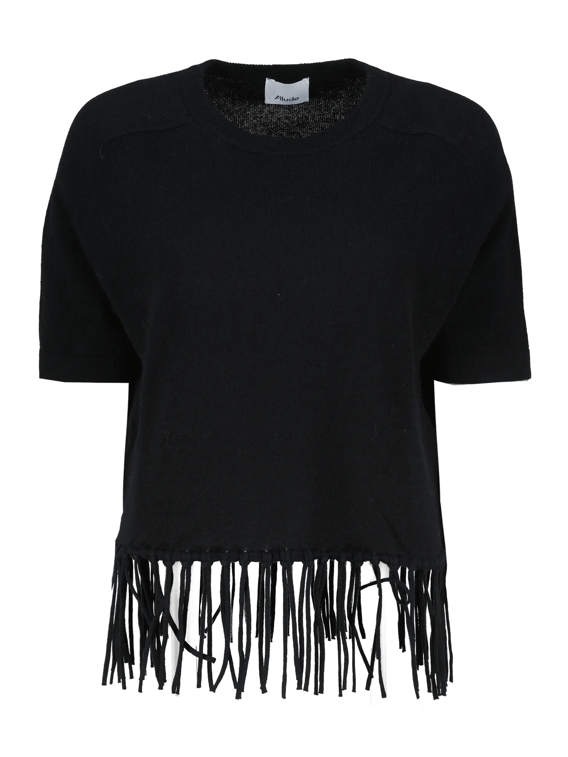 Pullover aus Wolle mit Fransen kurzarm - Artikel Vorderseite - Farbe: Schwarz