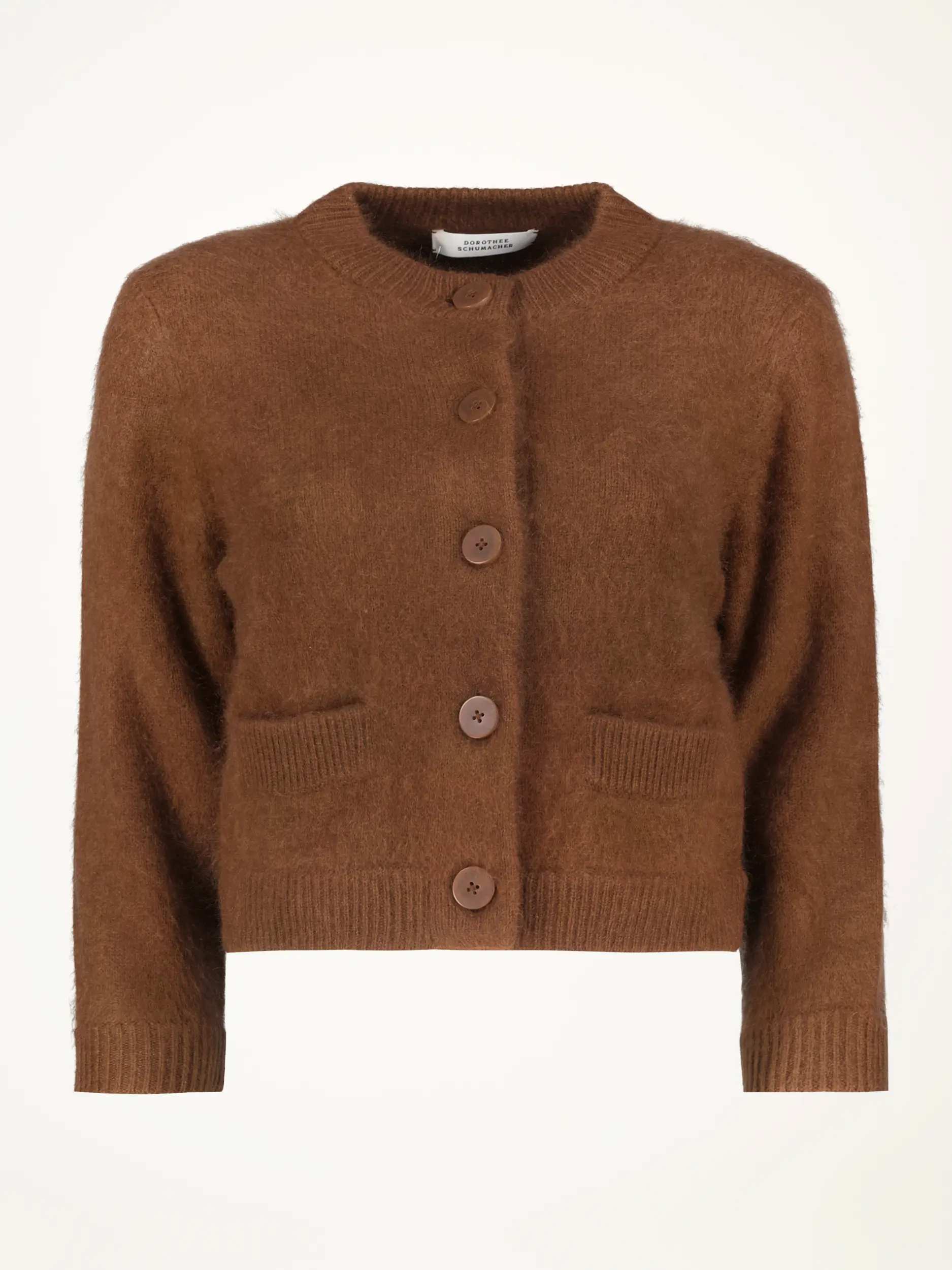 Strickjacke 'Fluffy Statements' aus Wolle 3/4 Arm - Artikelansicht - Farbe: Braun