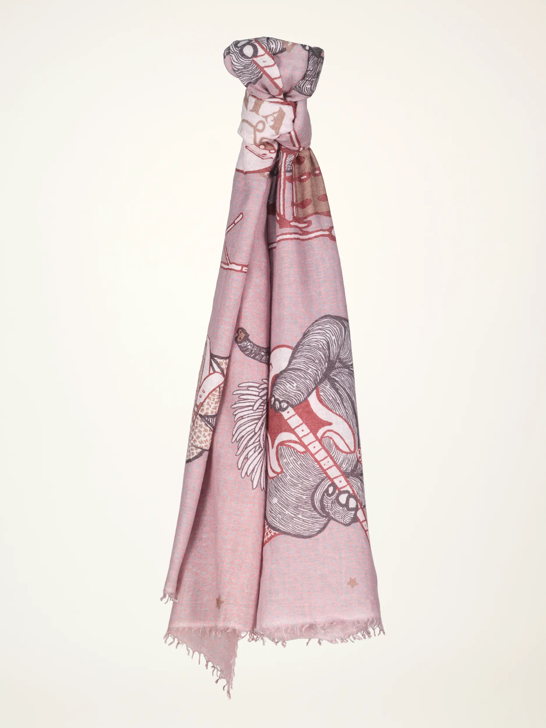 Gemusterter Schal 'Nandu' aus Kaschmir-Mix - Artikelansicht - Farbe: Rosa&Pink