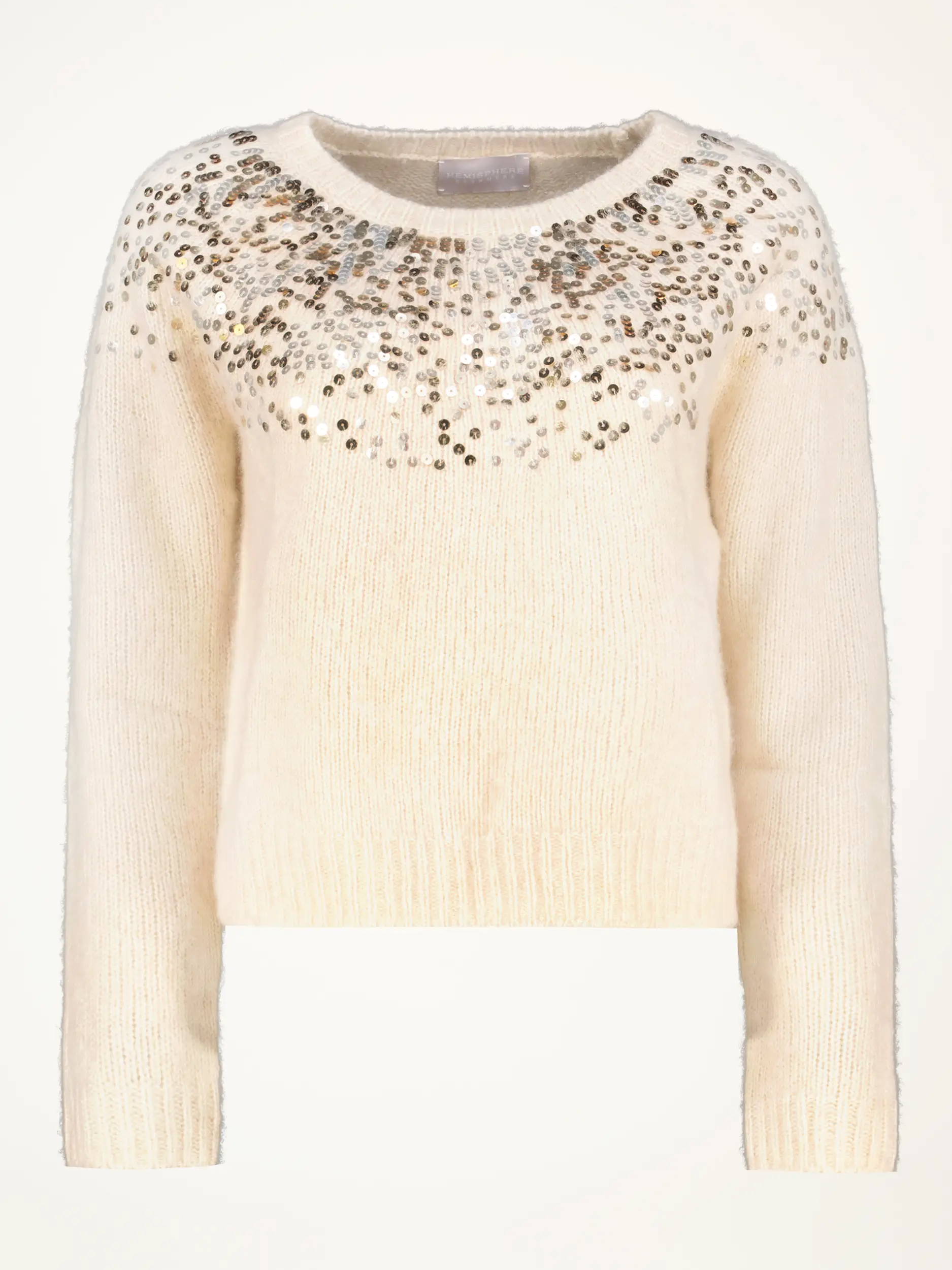 Pullover aus Wolle mit Pailletten langarm - Artikelansicht - Farbe: Beige