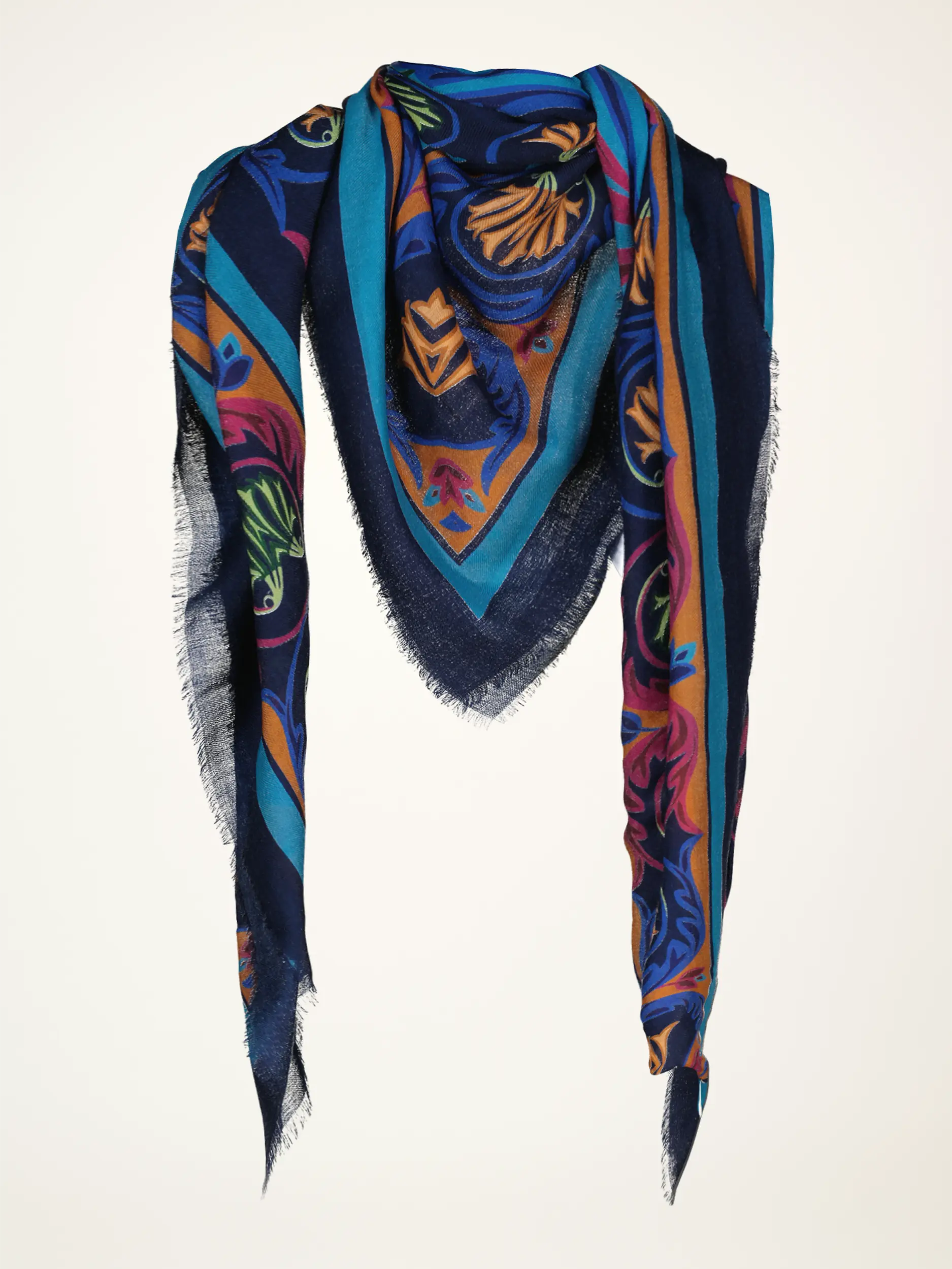 Gemustertes Seidentuch - Artikelansicht - Farbe: Blau