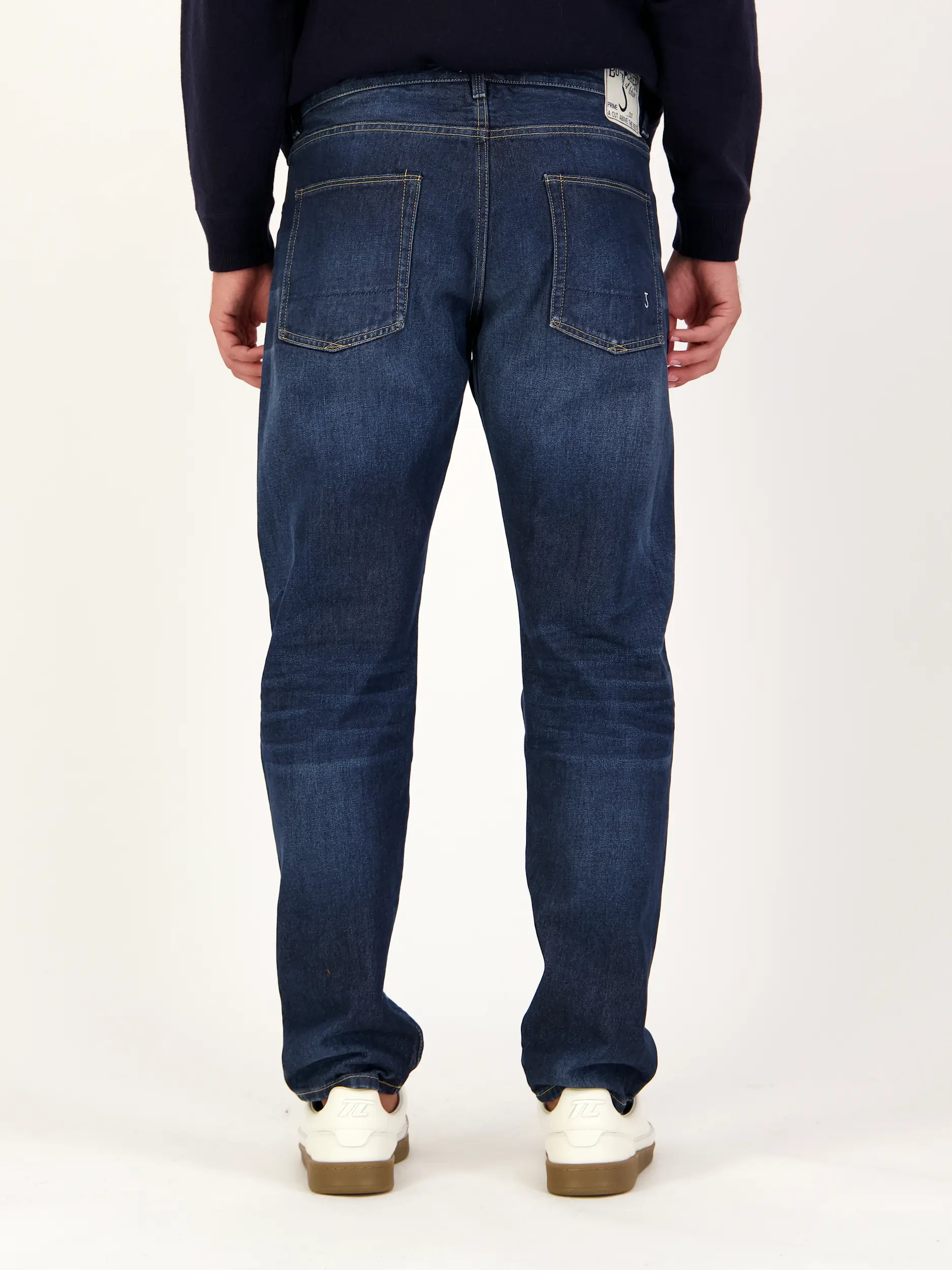 Mid Rise Straight Leg Jeans 'Stockton Straight' - Artikel Rückseite getragen von einem Modell - Farbe: Blau