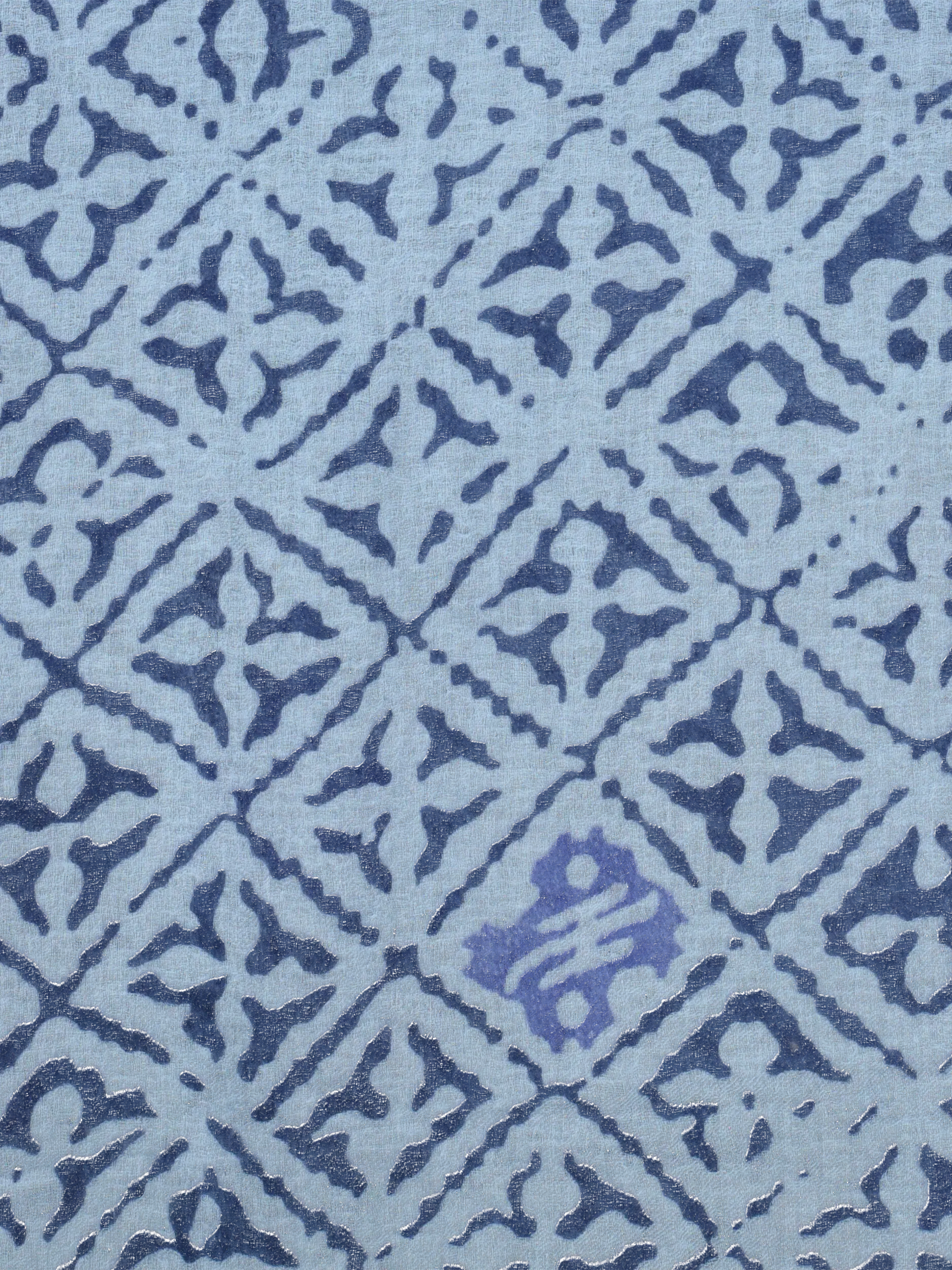 Gemusterter Schal 'Eyes of Marrakesh' aus Kaschmir - Artikel Rückseite - Farbe: Blau