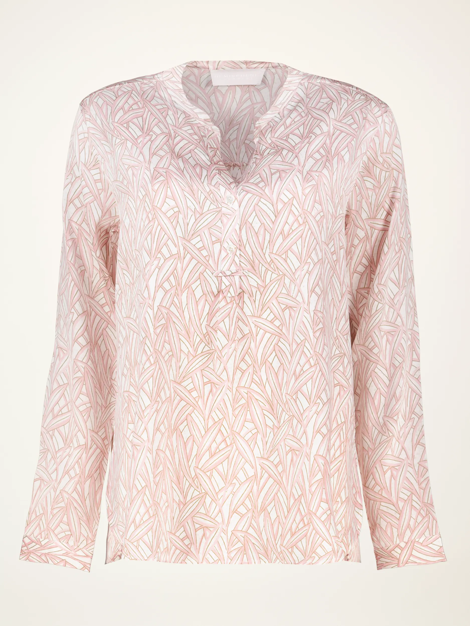 Gemusterte Seidenbluse 'Ferita' langarm - Artikelansicht - Farbe: Rosa&Pink