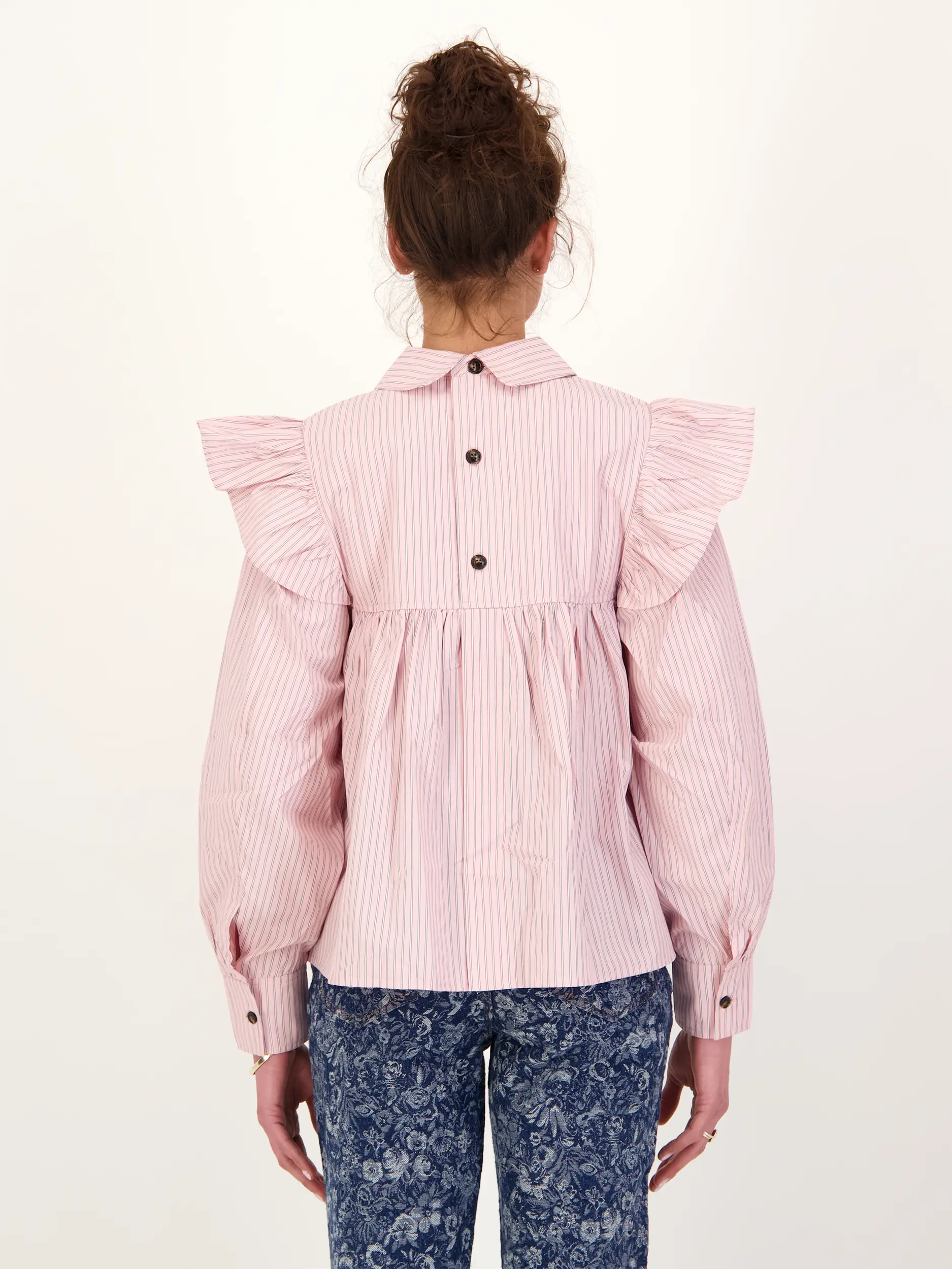 Gestreifte Bluse  - Artikel Rückseite getragen von einem Modell - Farbe: Rosa&Pink