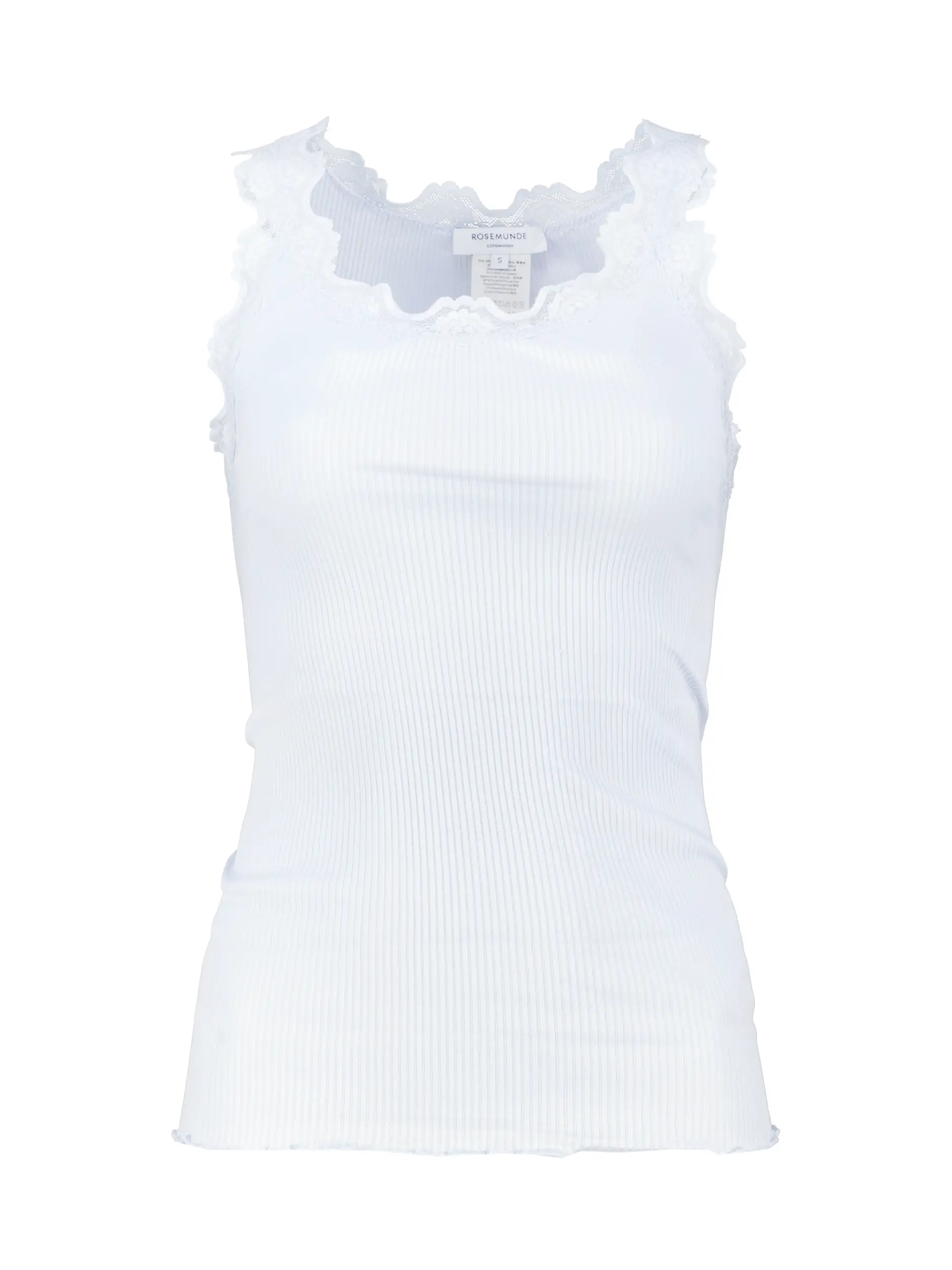 Rippstricktop mit Spitze aus Seiden-Mix - Artikel Vorderseite - Farbe: Blau