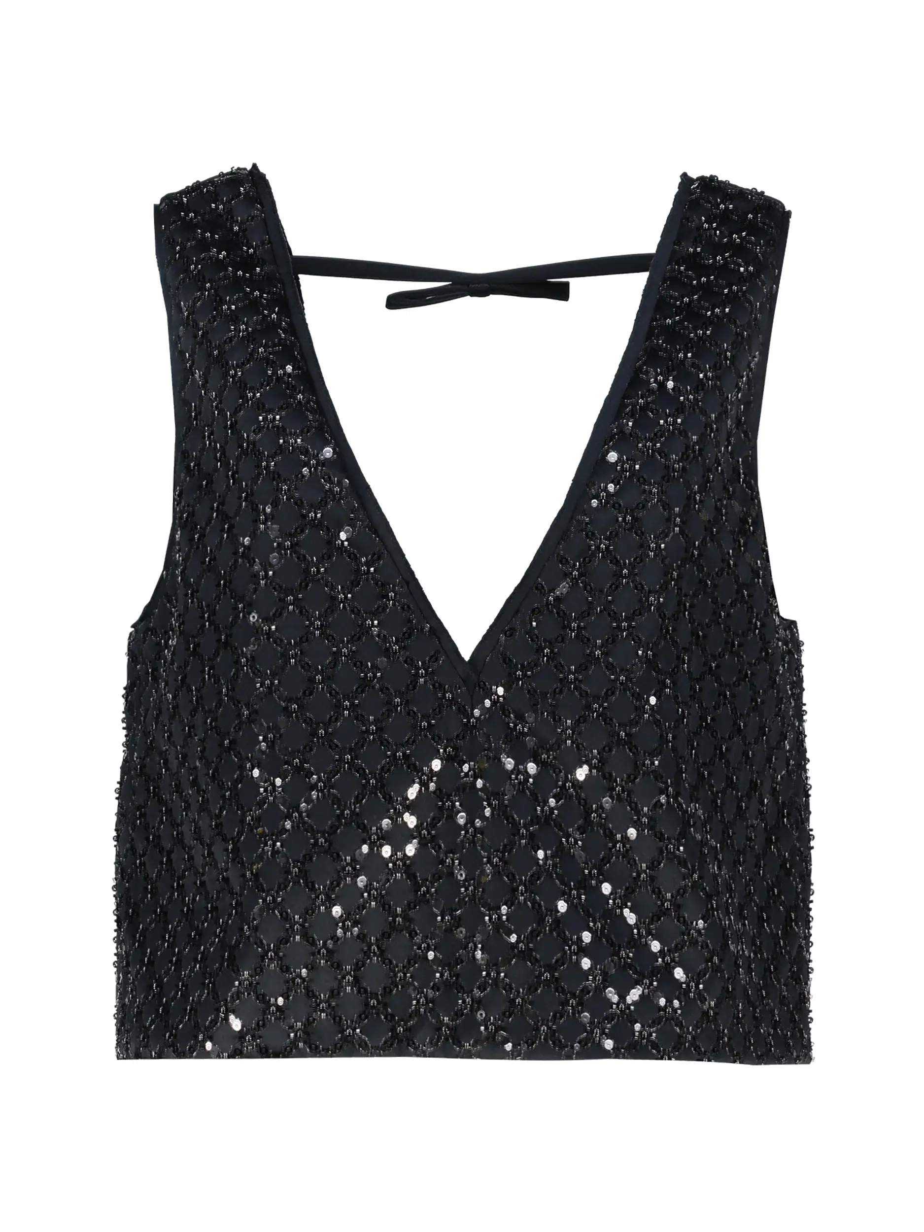 Top mit Pailletten - Artikel Vorderseite - Farbe: Schwarz