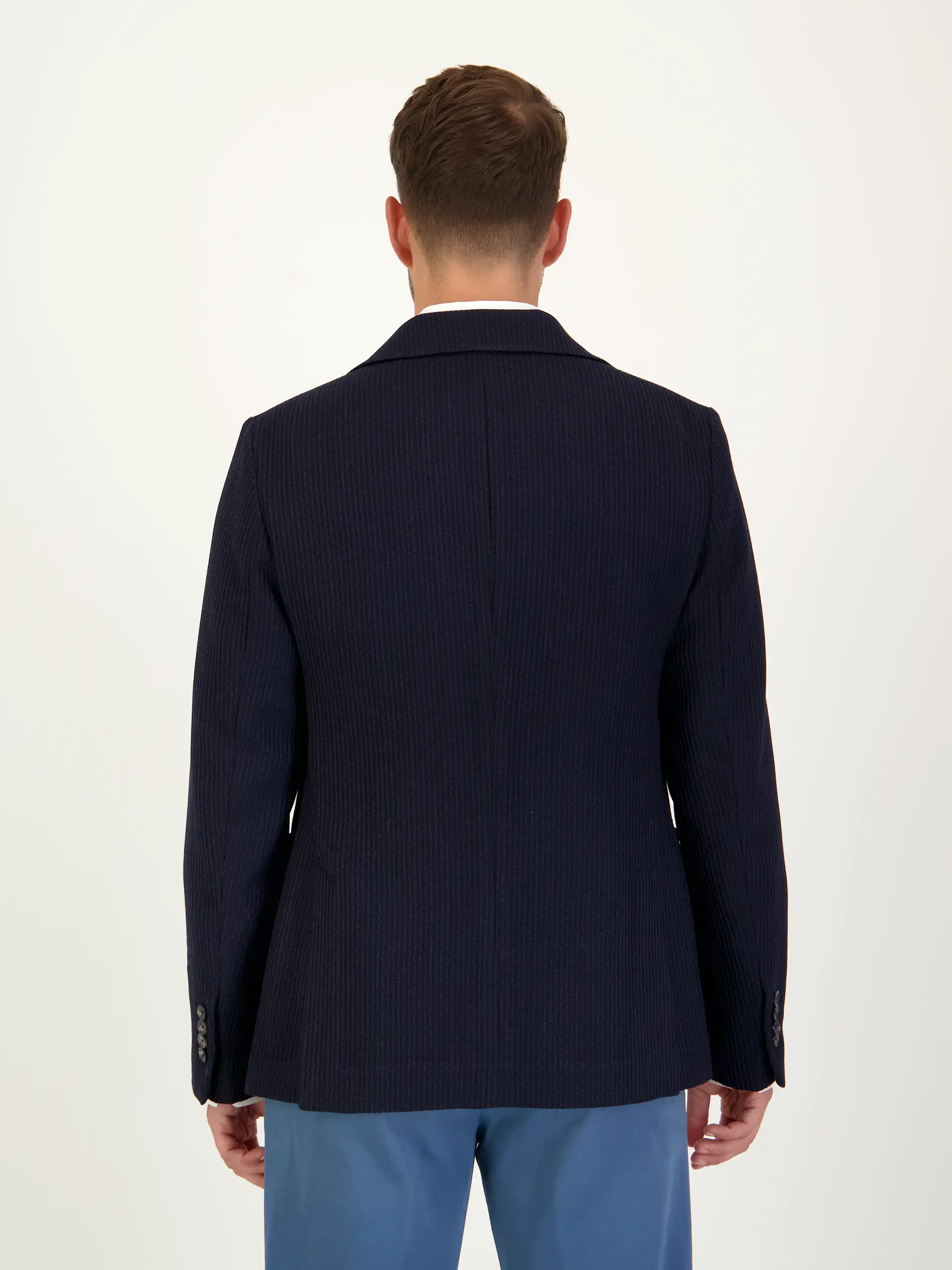 Wollsakko - Artikel Rückseite getragen von einem Modell - Farbe: Blau