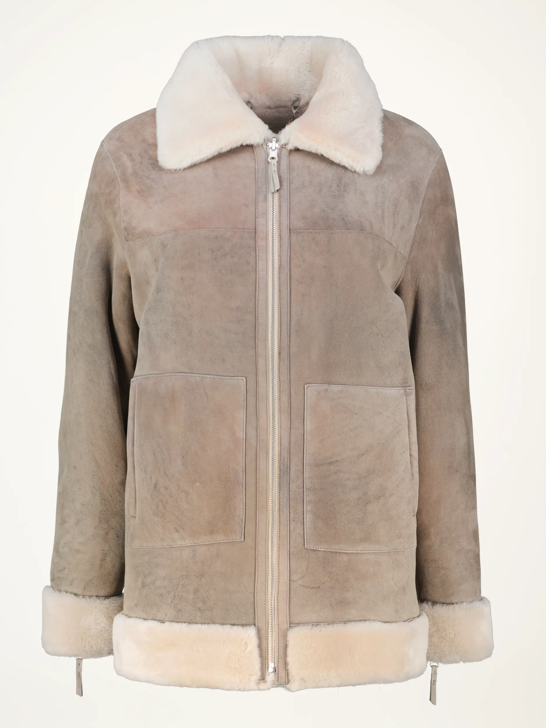 Lammfelljacke 'Rider' - Artikelansicht - Farbe: Grau