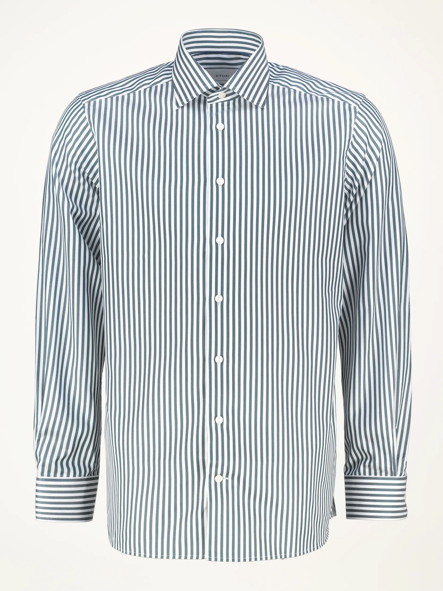 Gestreiftes Hemd mit Kentkragen langarm - Artikelansicht - Farbe: Grün