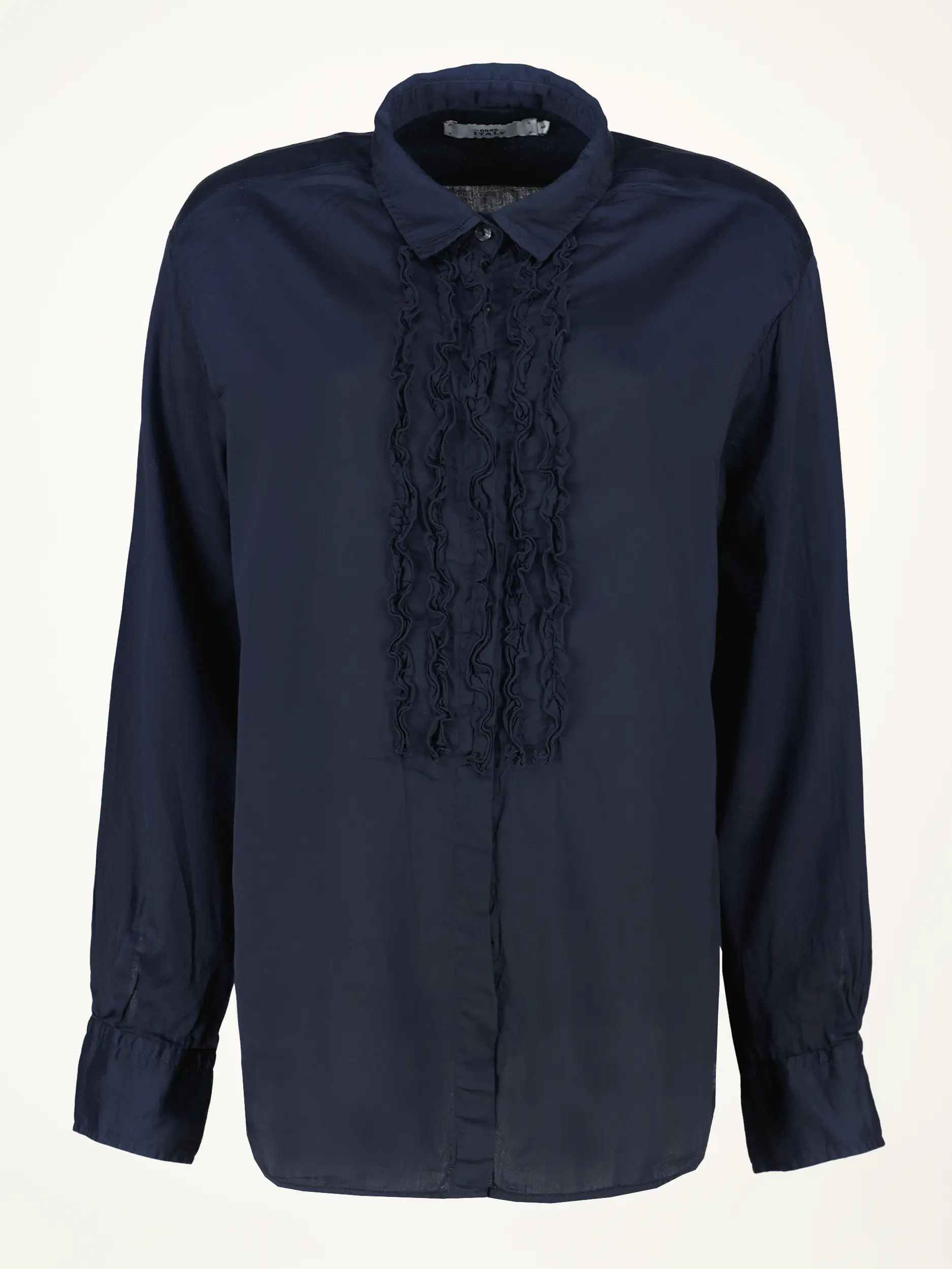 Baumwollbluse 'Dana' mit Rüschendetail langarm - Artikelansicht - Farbe: Blau Baumwollbluse 'Dana' mit Rüschendetail langarm - Artikelansicht - Farbe: Blau