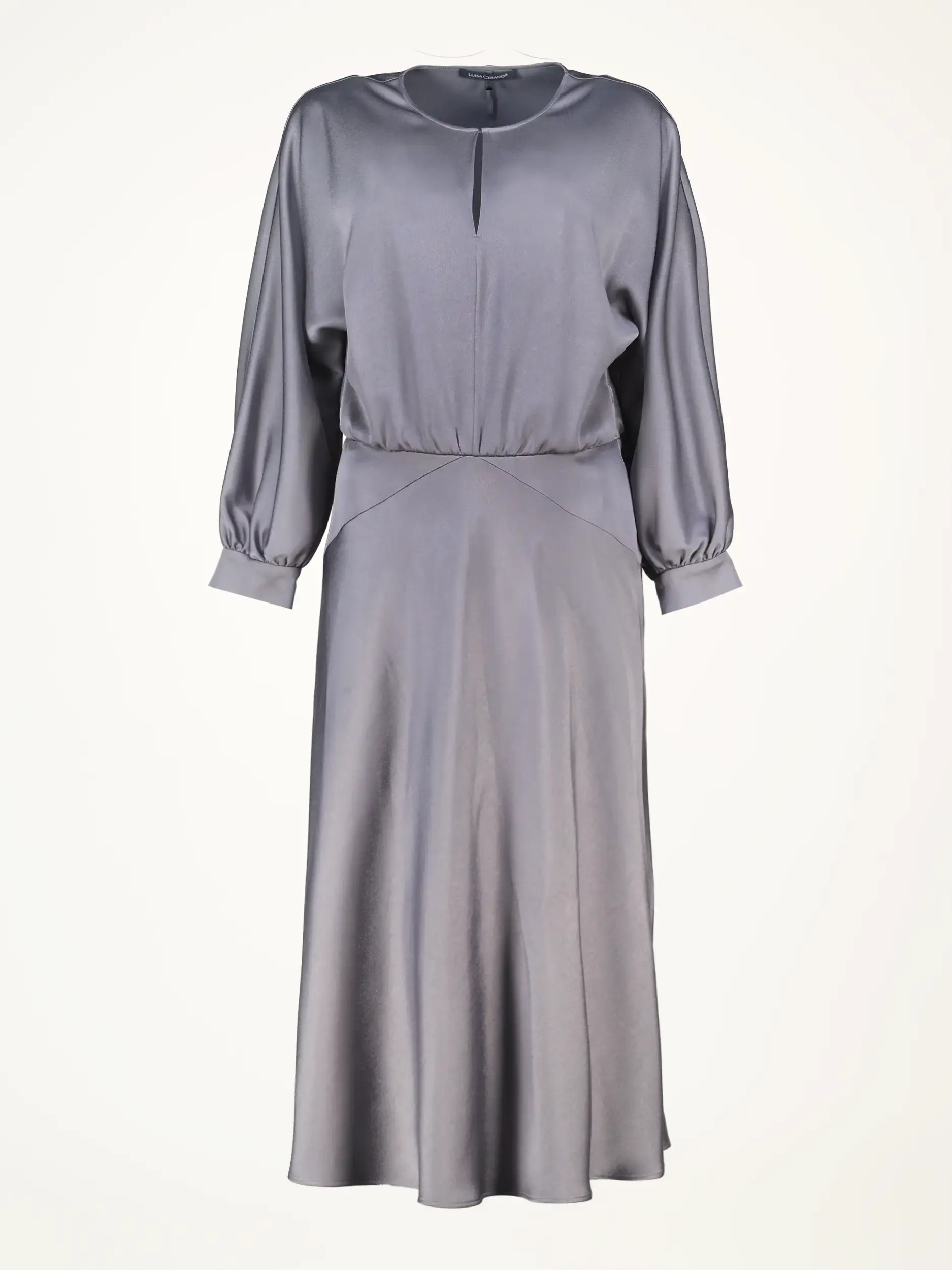 Satin Maxikleid langarm - Artikelansicht - Farbe: Grau