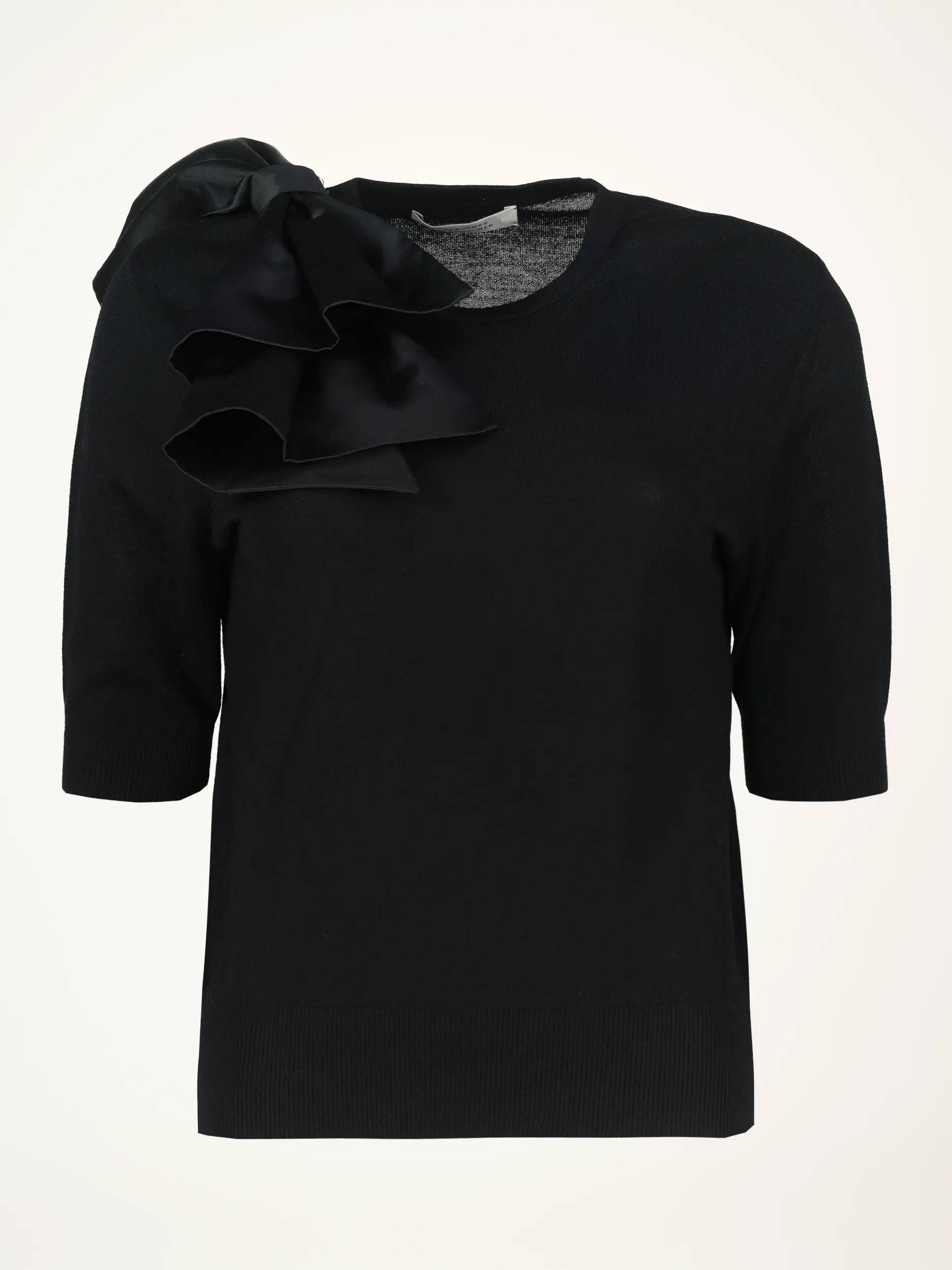 Pullover 'Chic Merino II' aus Wolle mit Schleife kurzarm - Artikelansicht - Farbe: Schwarz