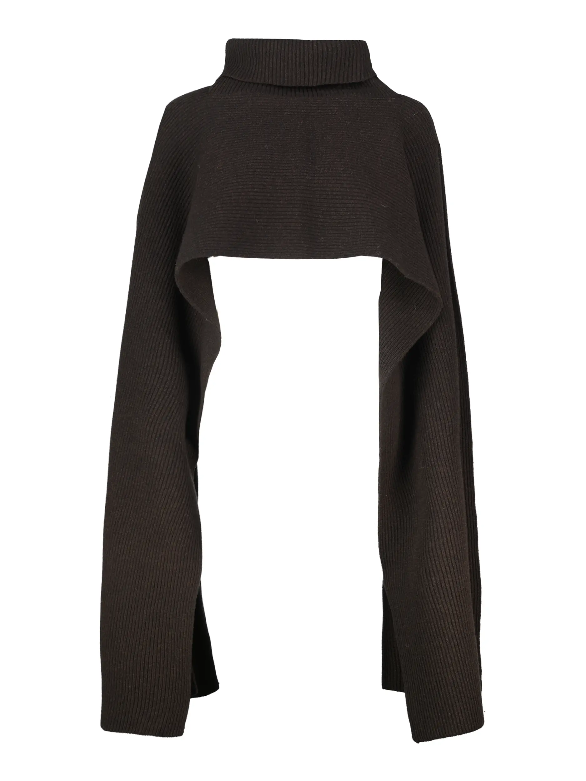 Cape mit Rollkragen aus Kaschmir-Mix - Artikel Vorderseite - Farbe: Braun